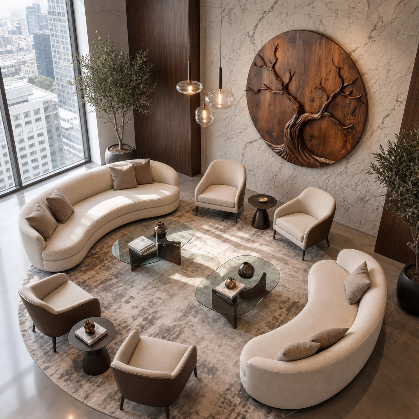 Round Tree Wall Decor For Living Room Sculptural Wood Artwork - product view 2