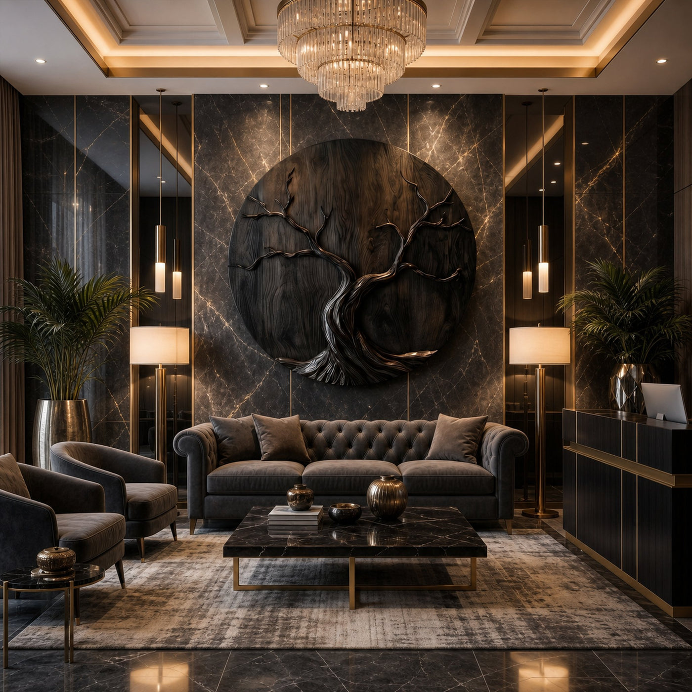 Round Tree Wall Decor For Living Room Sculptural Wood Artwork - product view 4