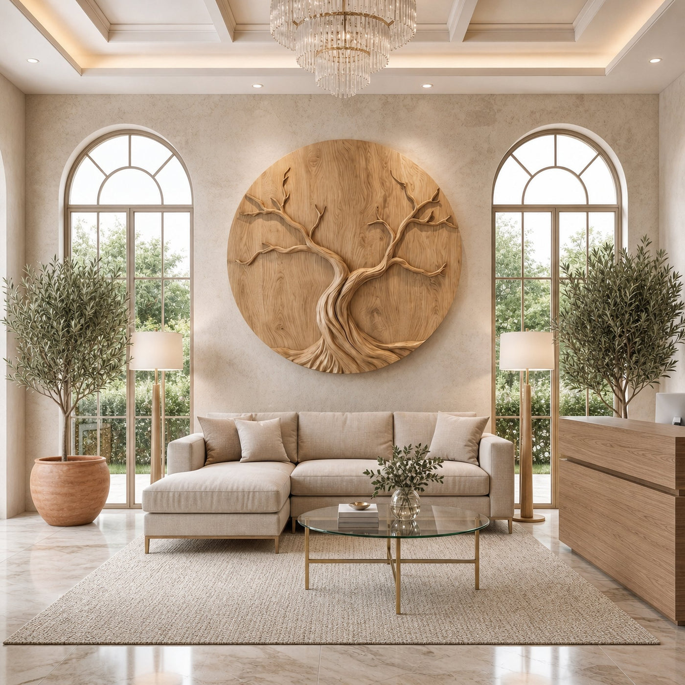 Round Tree Wall Decor For Living Room Sculptural Wood Artwork - product view 5