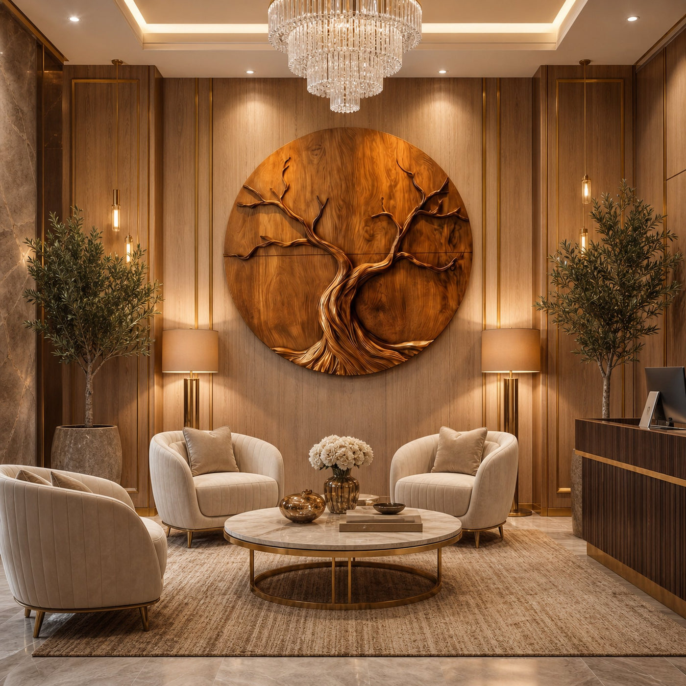 Round Tree Wall Decor For Living Room Sculptural Wood Artwork - product view 6