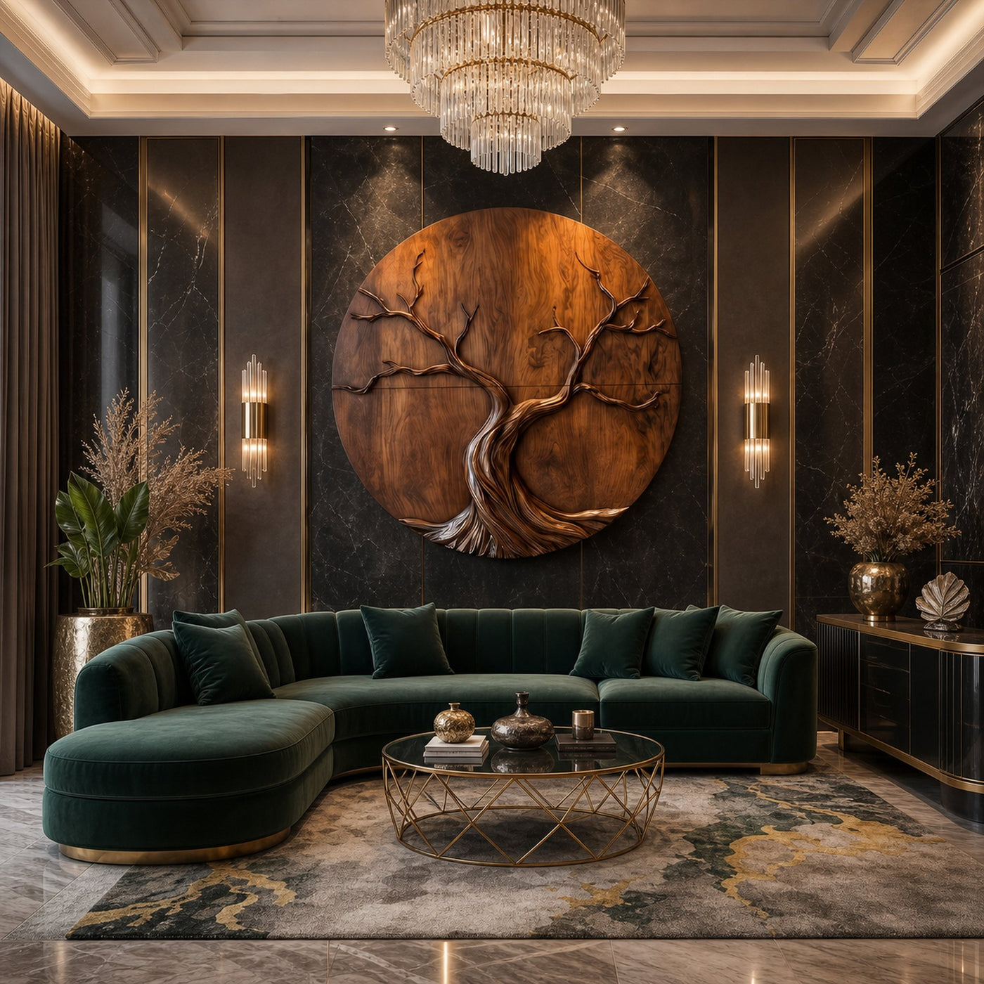 Round Tree Wall Decor For Living Room Sculptural Wood Artwork - product view 7