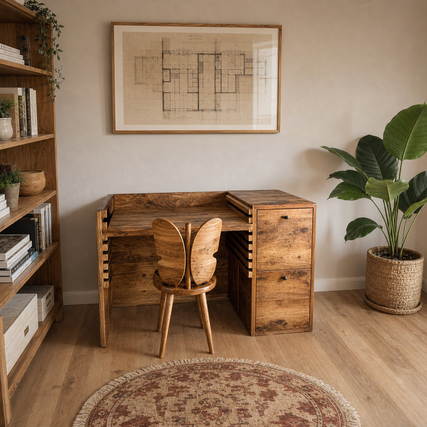 Rustic Adjustable Natural Wood Study Desk For Kids In Playroom Bedroom And Home Office - product view 2