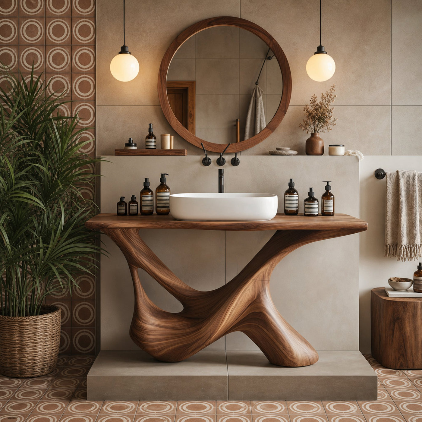 Rustic Bathroom Vanity For Natural Furniture Setup - product view 2