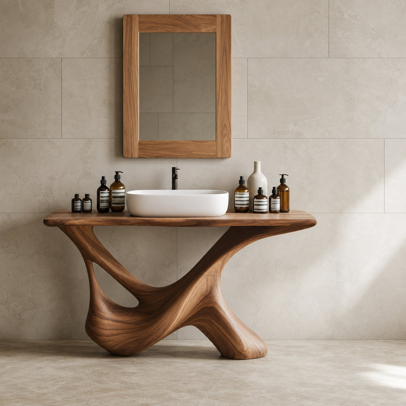 Rustic Bathroom Vanity For Natural Furniture Setup - product view 3