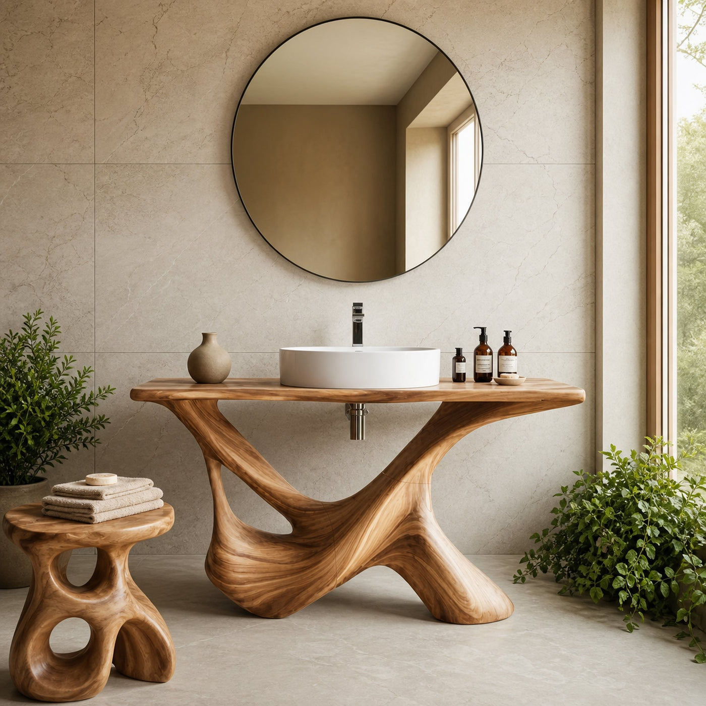 Rustic Bathroom Vanity For Natural Furniture Setup - product view 5