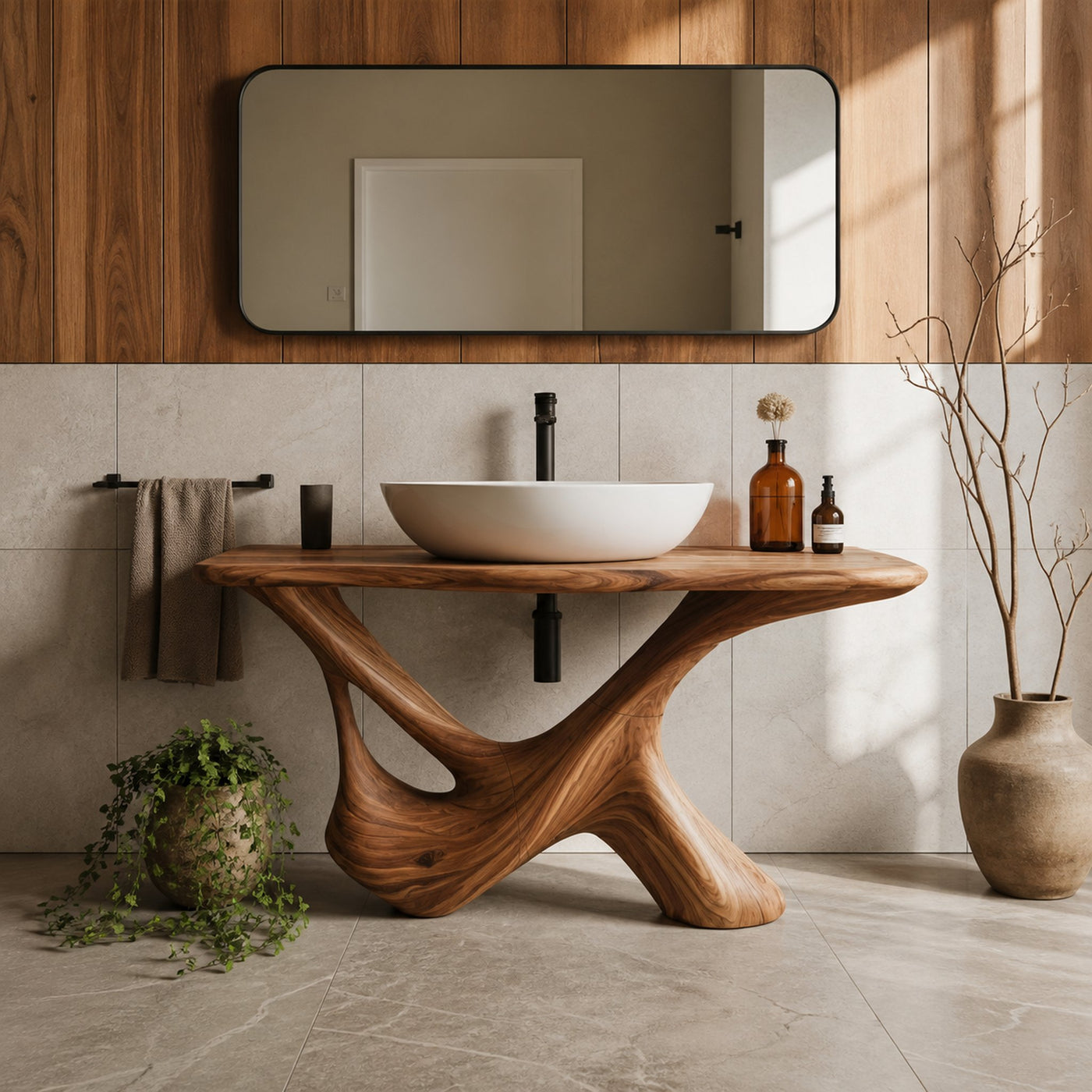 Rustic Bathroom Vanity For Natural Furniture Setup - product view 6
