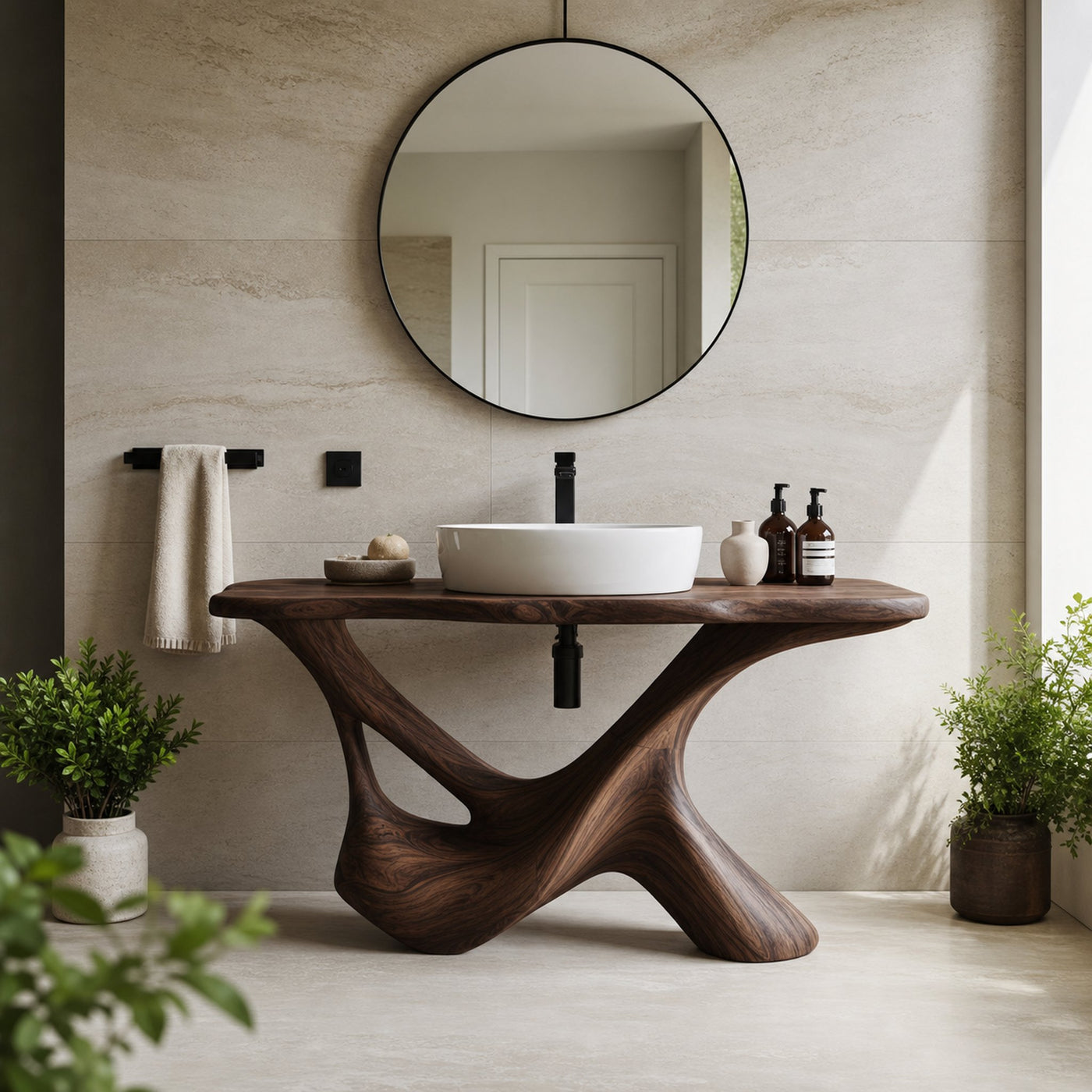 Rustic Bathroom Vanity For Natural Furniture Setup - product view 7