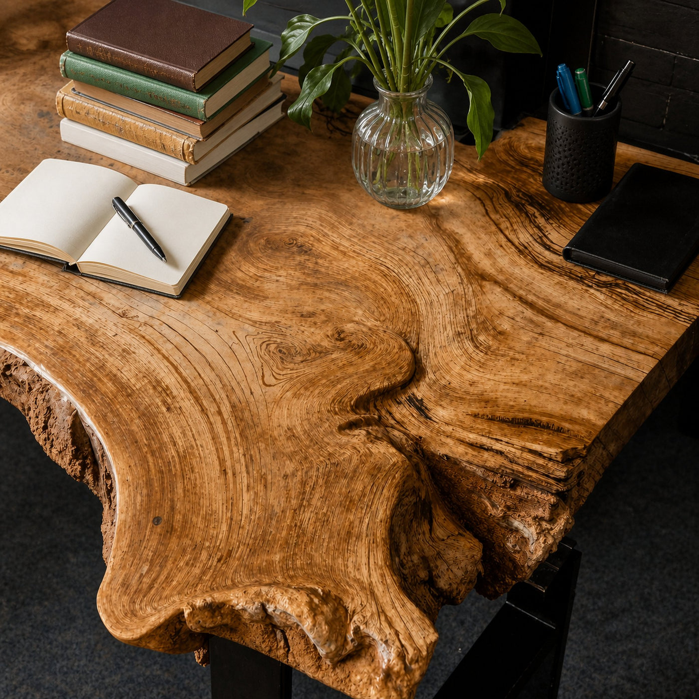 Rustic Custom Modern Live Edge Desk For Home Office And Workspace Setup - product view 3