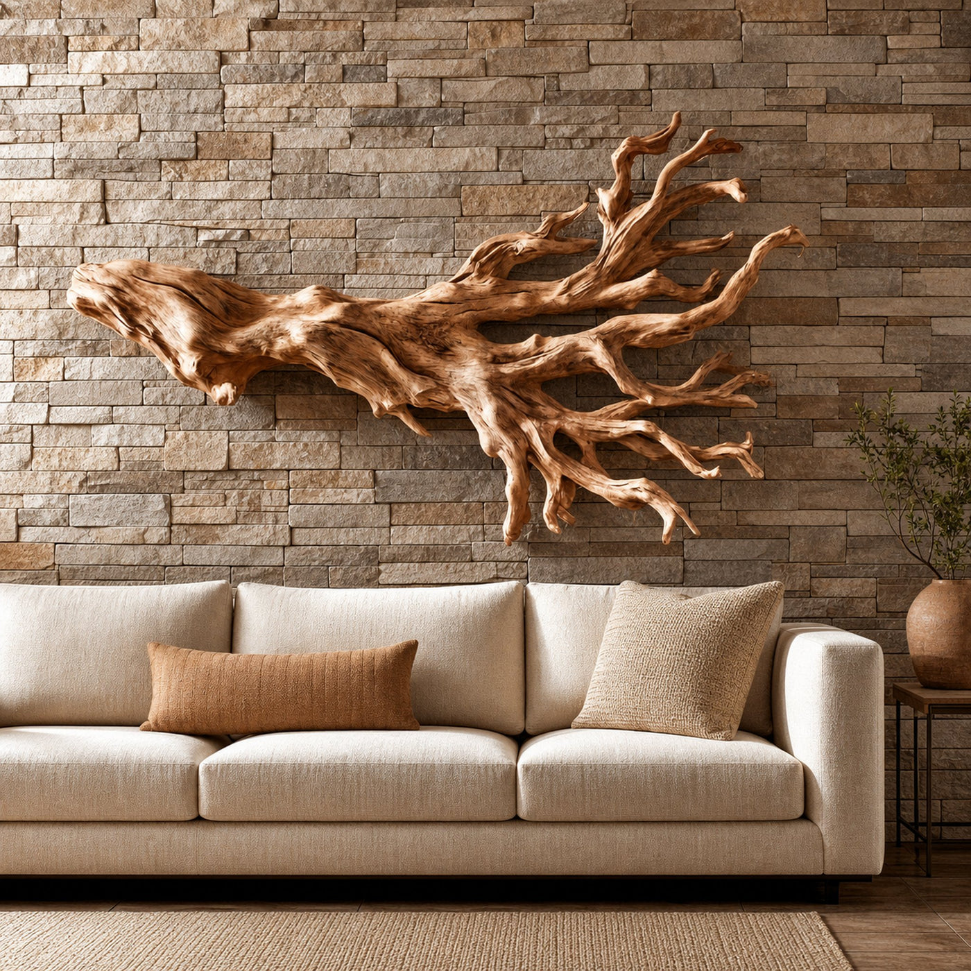 Rustic Driftwood Branch Wall Sculpture Living Room
