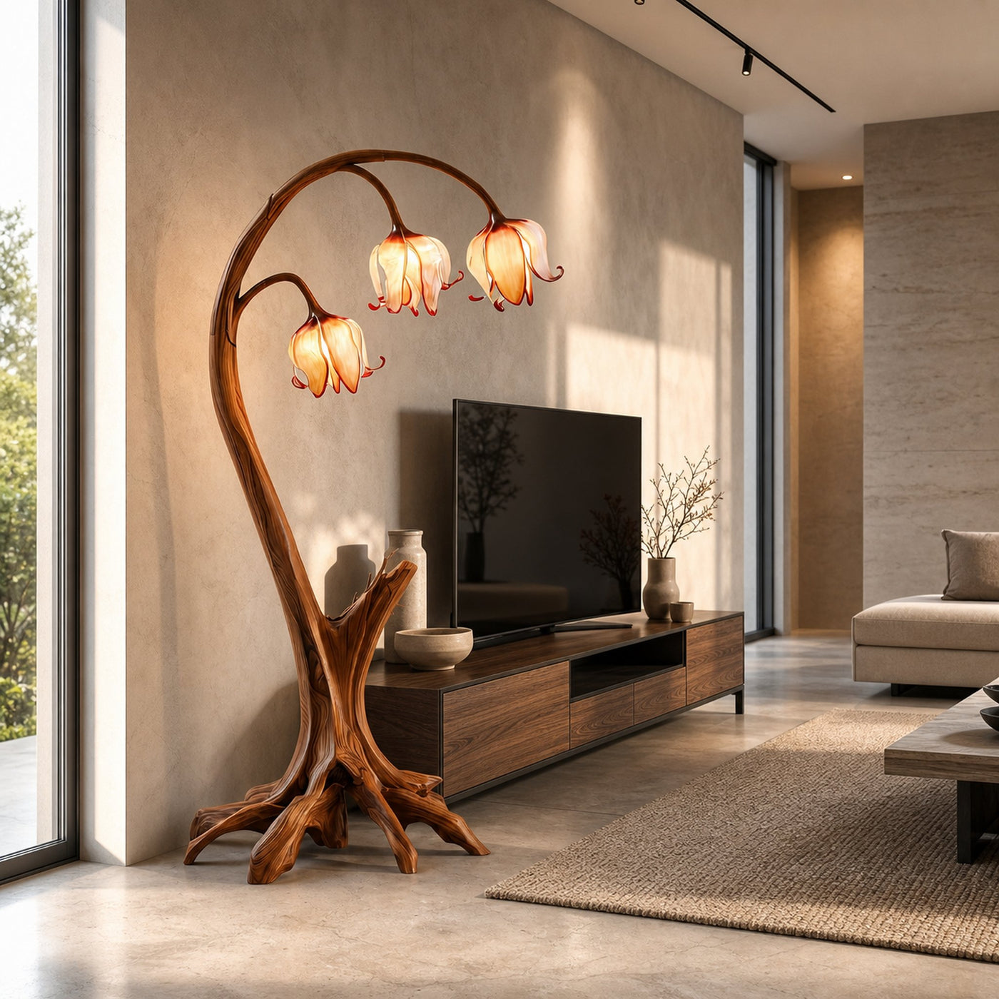 Rustic Floor Lamp With Blooming Bell Flower Design For Bedroom And Living Room - product view 6