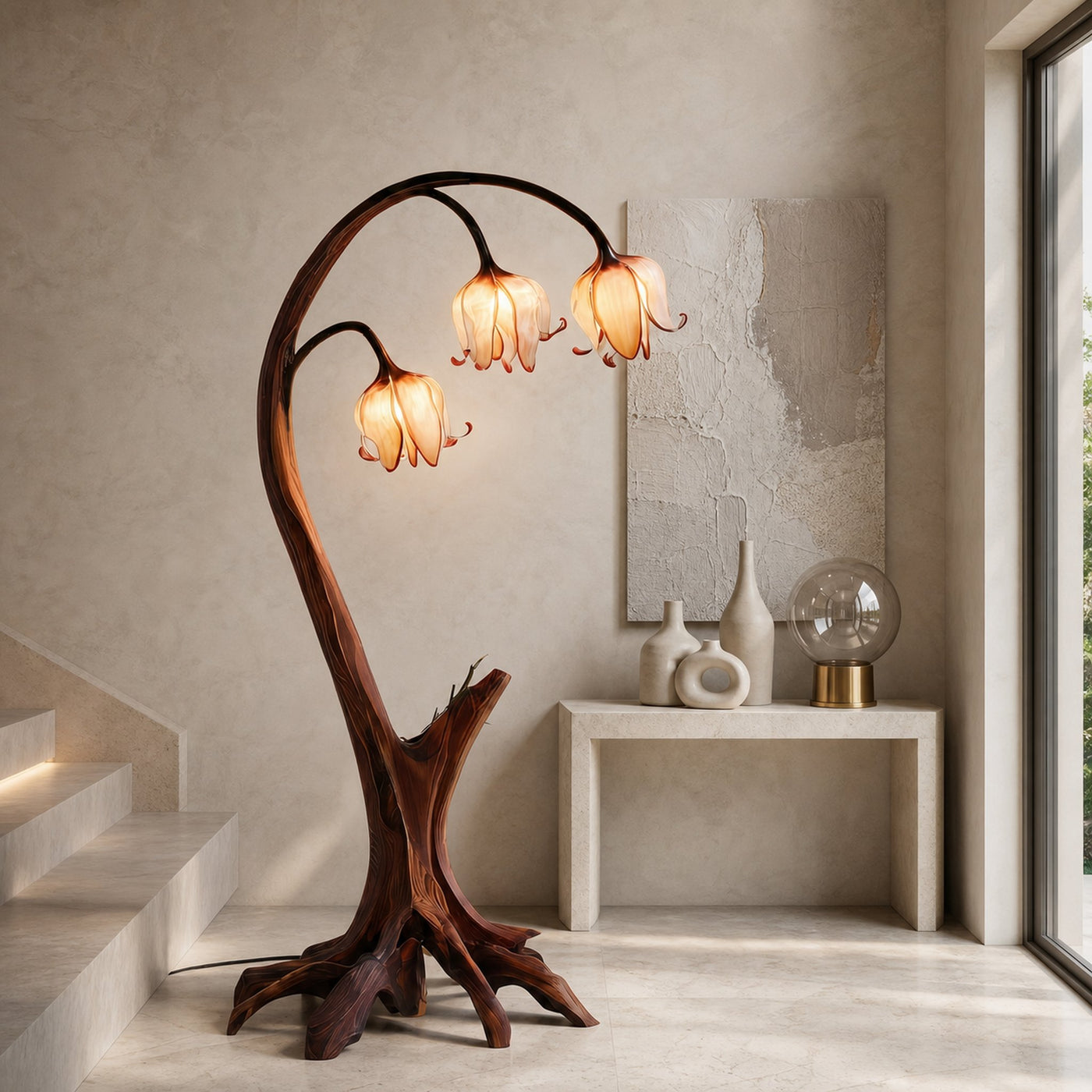 Rustic Floor Lamp With Blooming Bell Flower Design For Bedroom And Living Room - product view 7