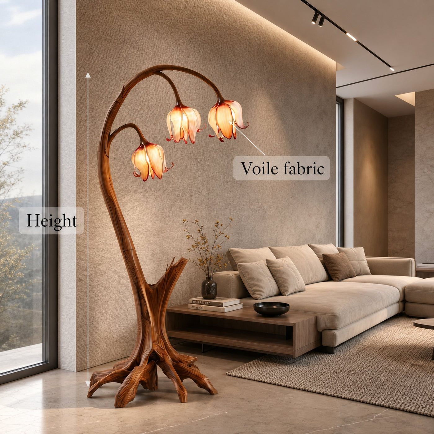 Rustic Floor Lamp With Blooming Bell Flower Design For Bedroom And Living Room - product view 8