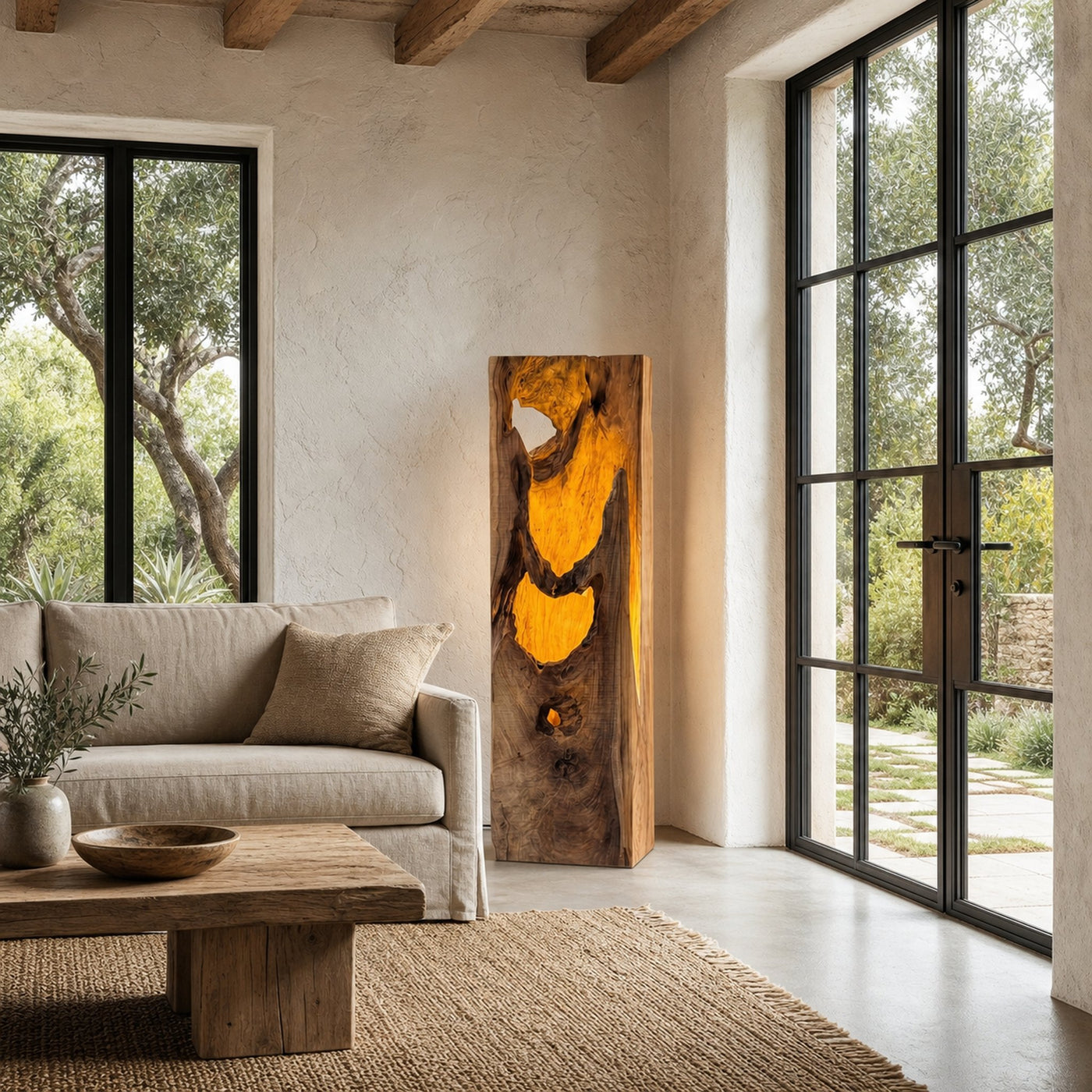 Rustic Floor Lamp With Natural Tree Trunk Design For Living Room And Bedroom - product view 2