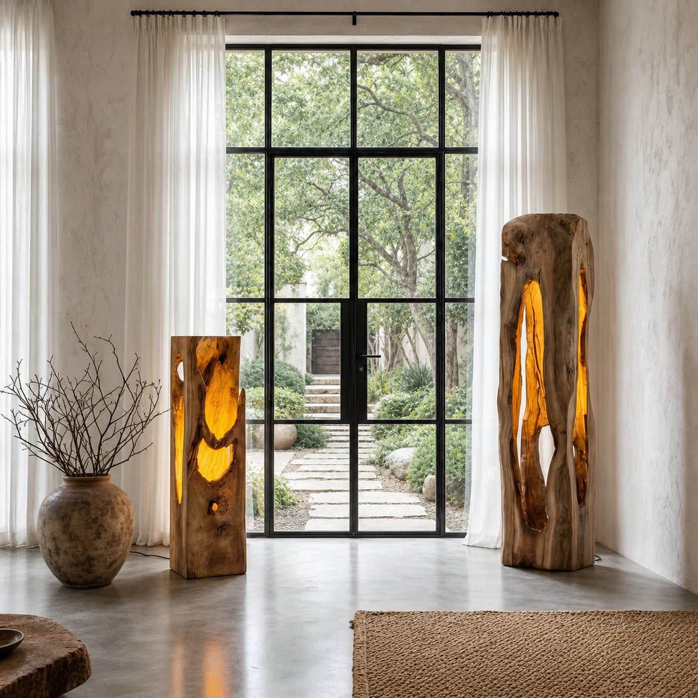 Rustic Floor Lamp With Natural Tree Trunk Design For Living Room And Bedroom - product view 3