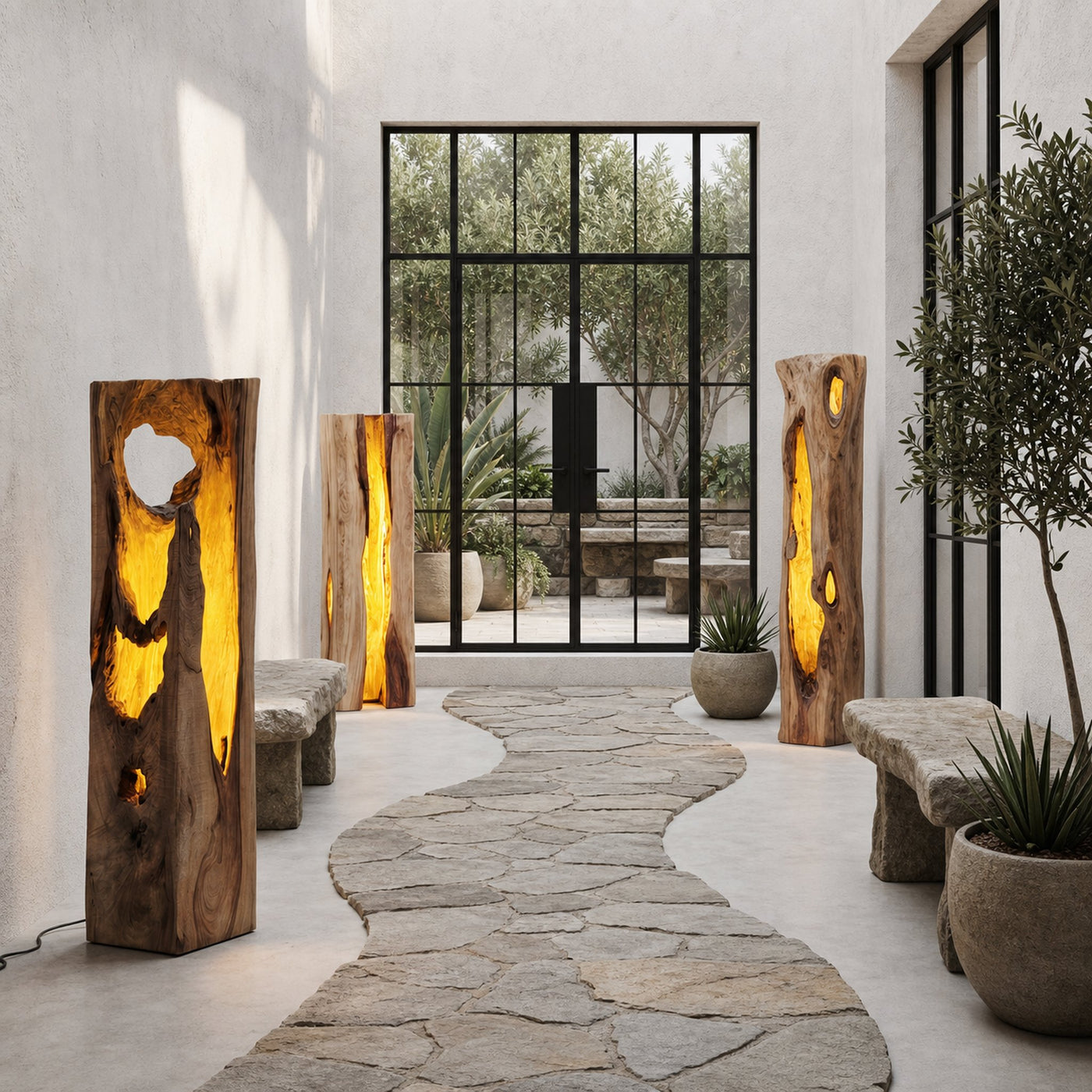 Rustic Floor Lamp With Natural Tree Trunk Design For Living Room And Bedroom - product view 4