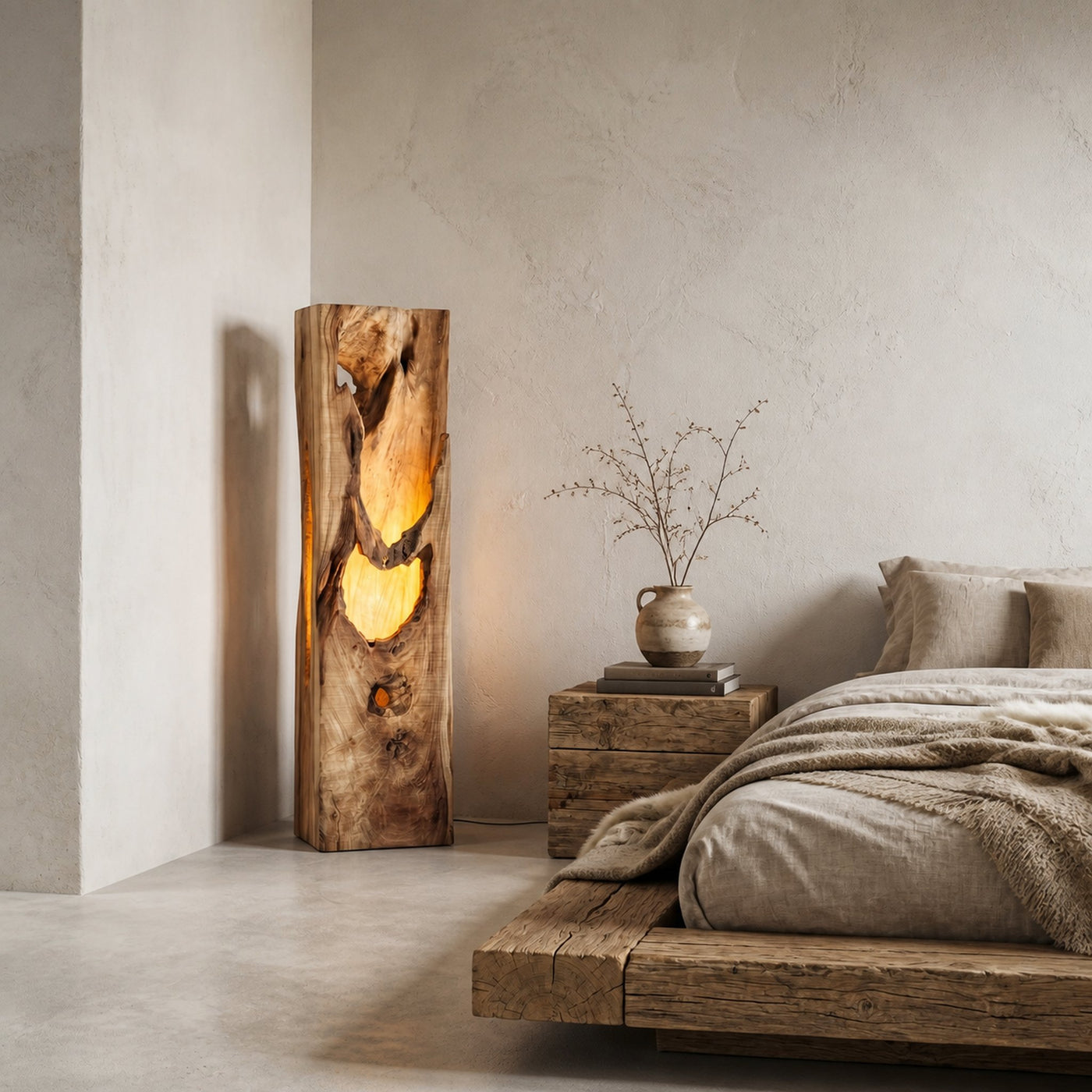 Rustic Floor Lamp With Natural Tree Trunk Design For Living Room And Bedroom - product view 5