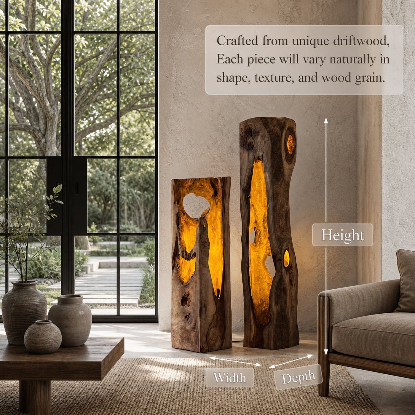 Rustic Floor Lamp With Natural Tree Trunk Design For Living Room And Bedroom - product view 6