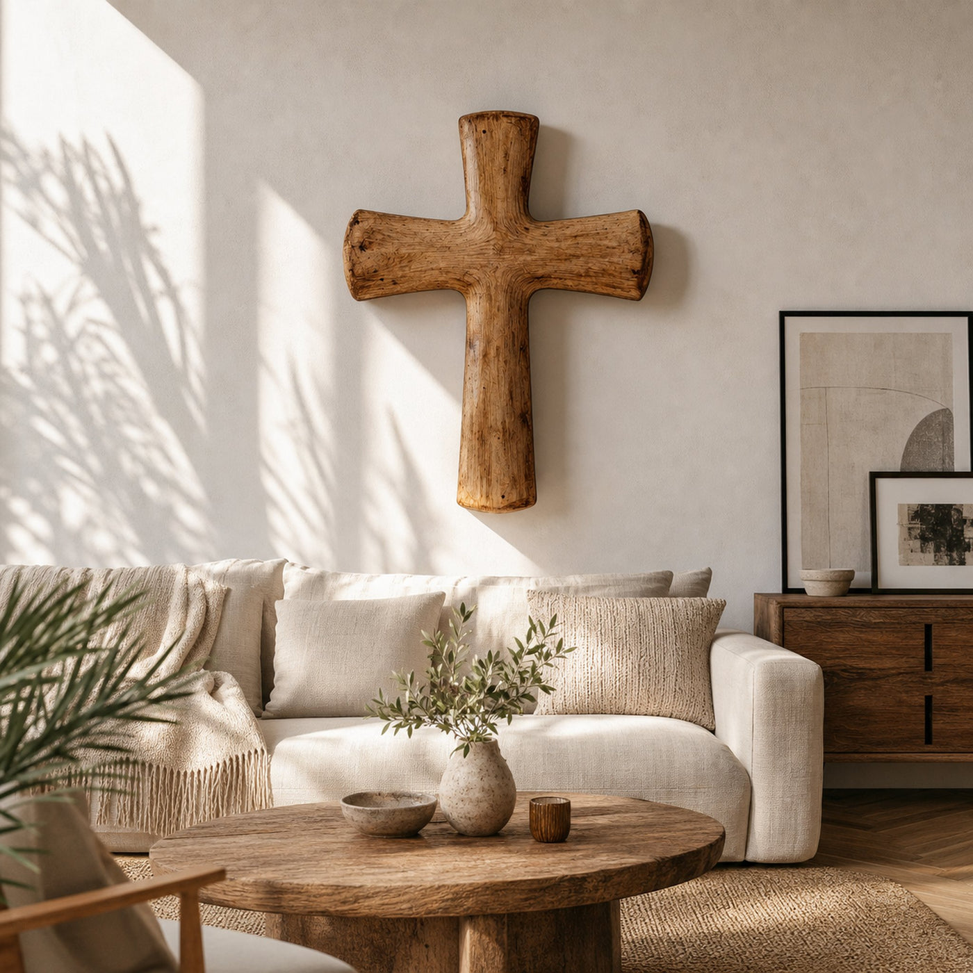 Rustic Handcrafted Wall Cross Living Room And Home Office - product view 2