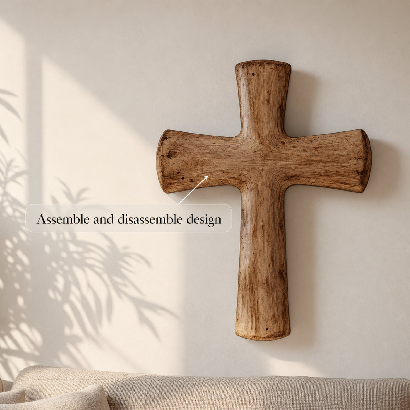 Rustic Handcrafted Wall Cross Living Room And Home Office - product view 3