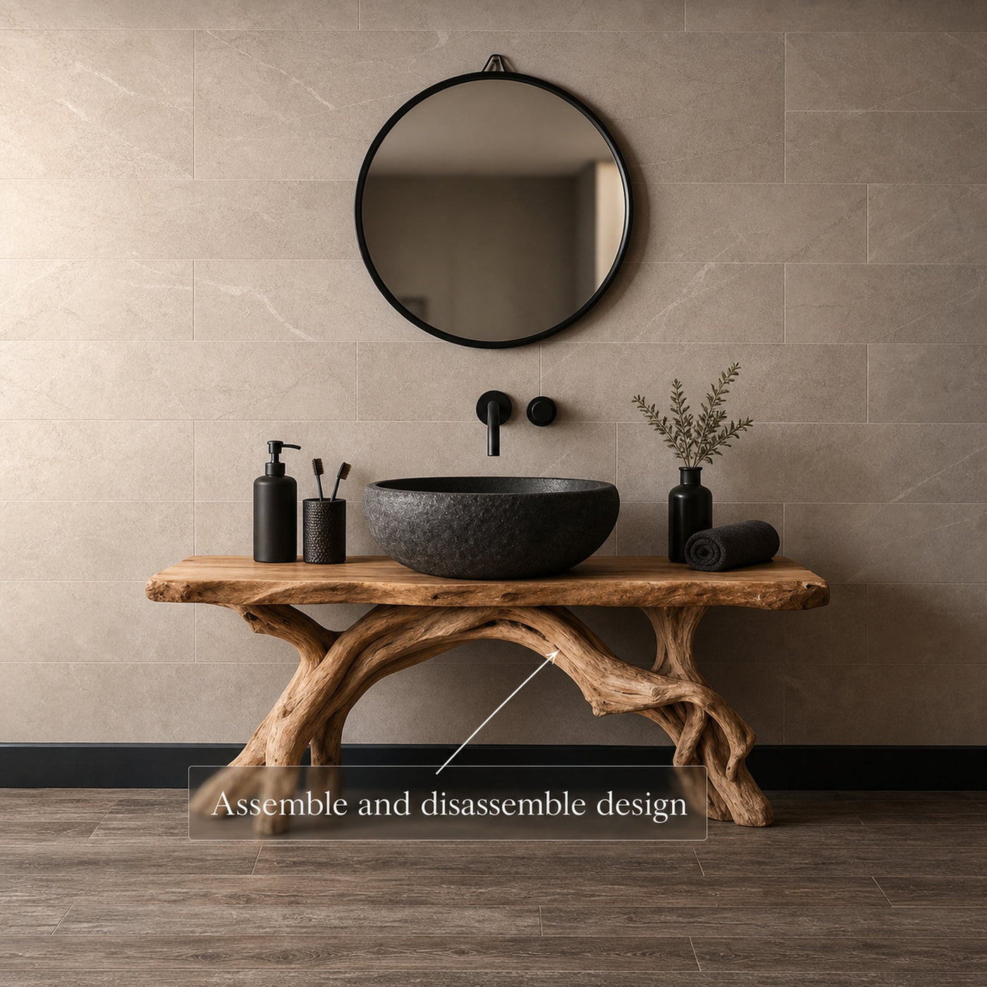 Rustic Handmade Stand Washroom - product view 4