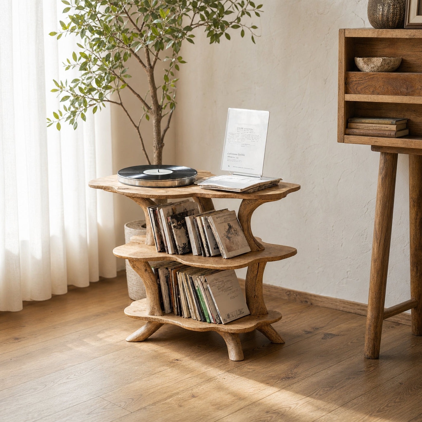 Rustic Large Vinyl Record Stand For Entryway Storage Decor - product view 2