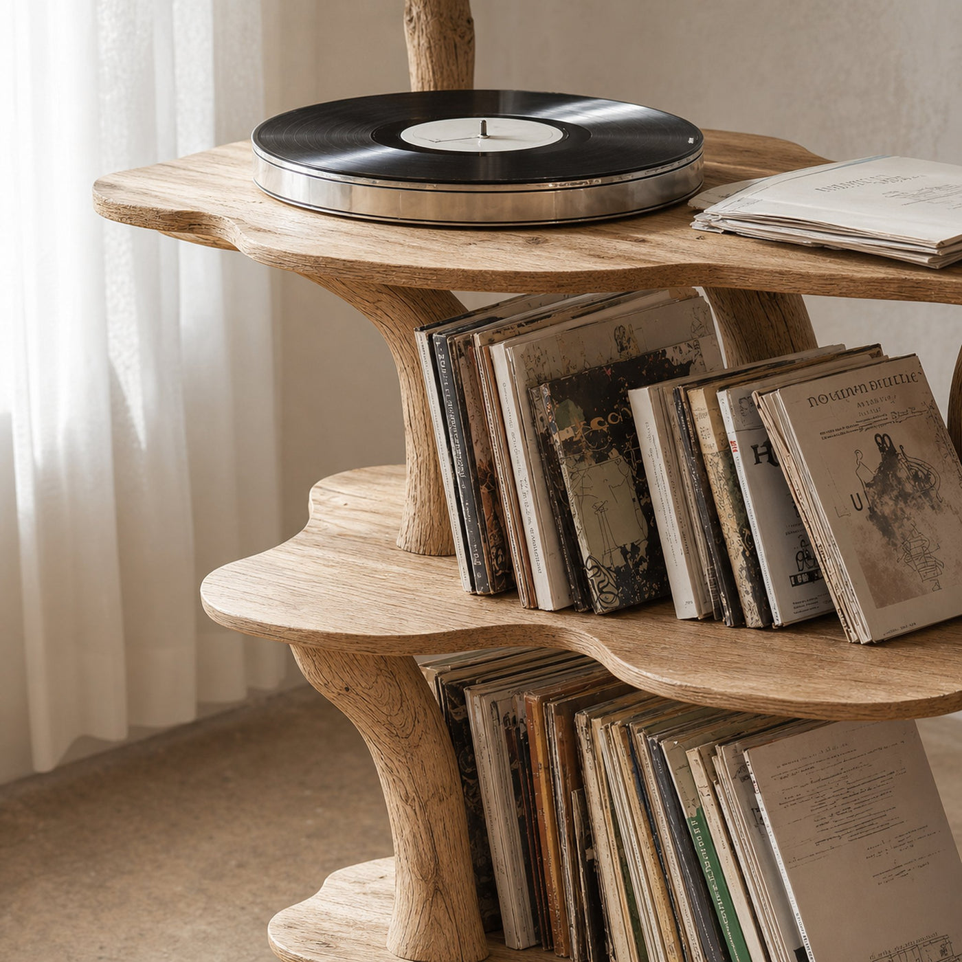 Rustic Large Vinyl Record Stand For Entryway Storage Decor - product view 3