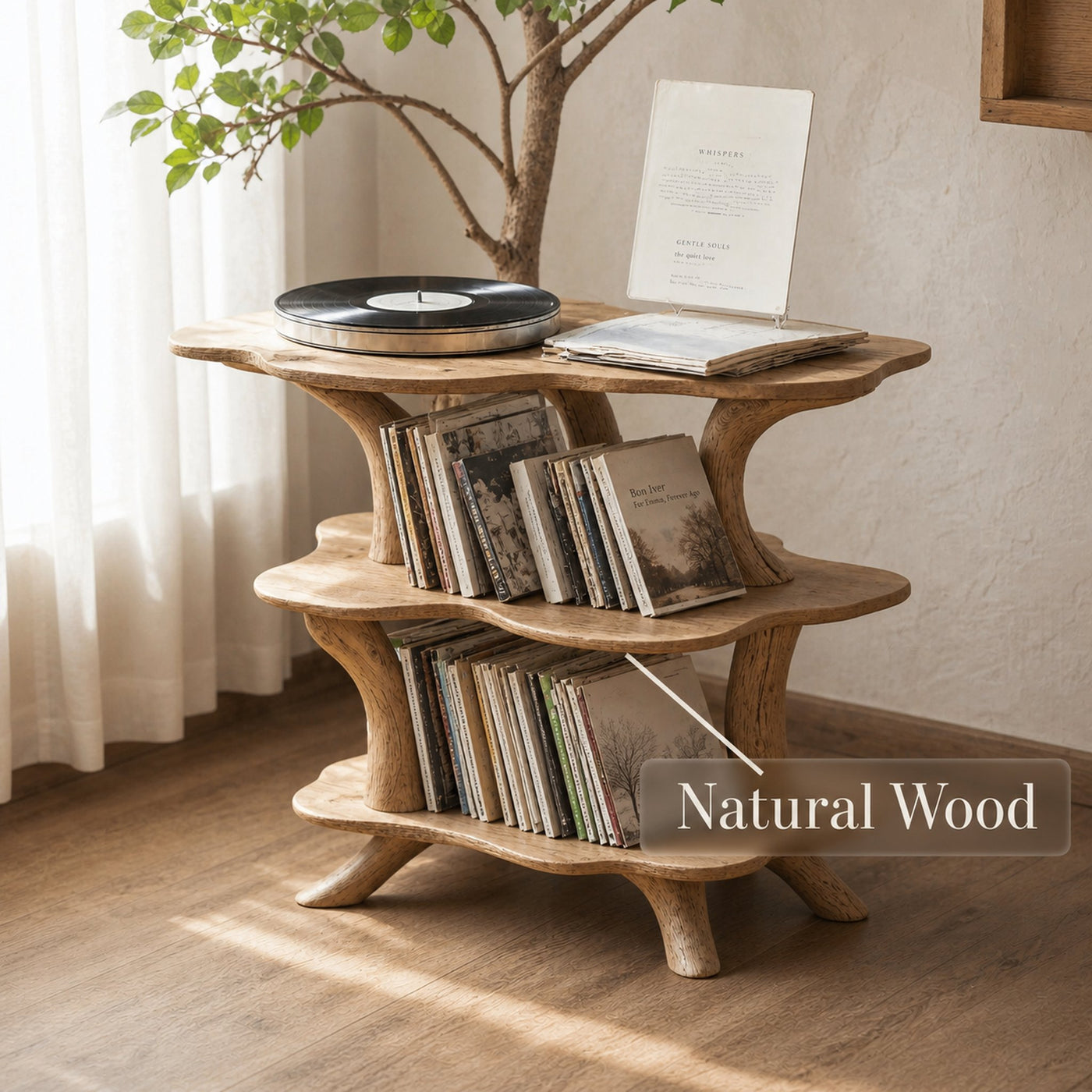 Rustic Large Vinyl Record Stand For Entryway Storage Decor - product view 5