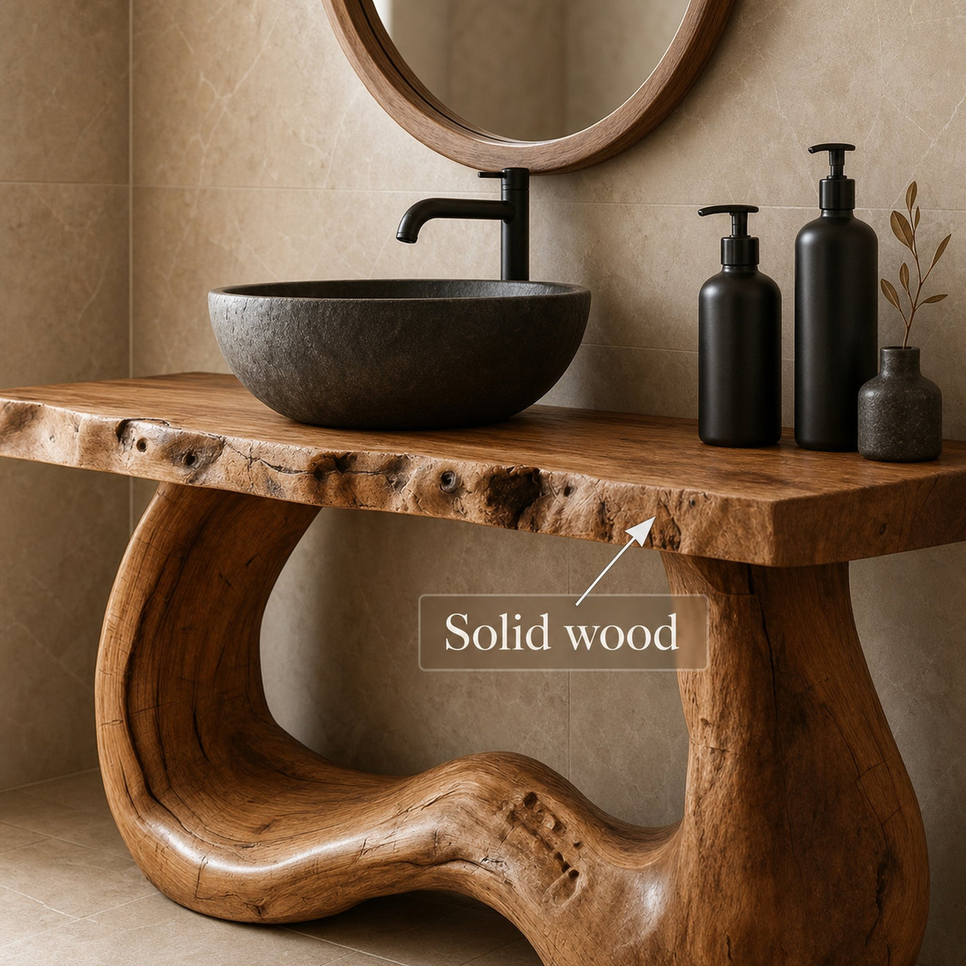 Rustic Live Edge Console Bathroom - product view 3