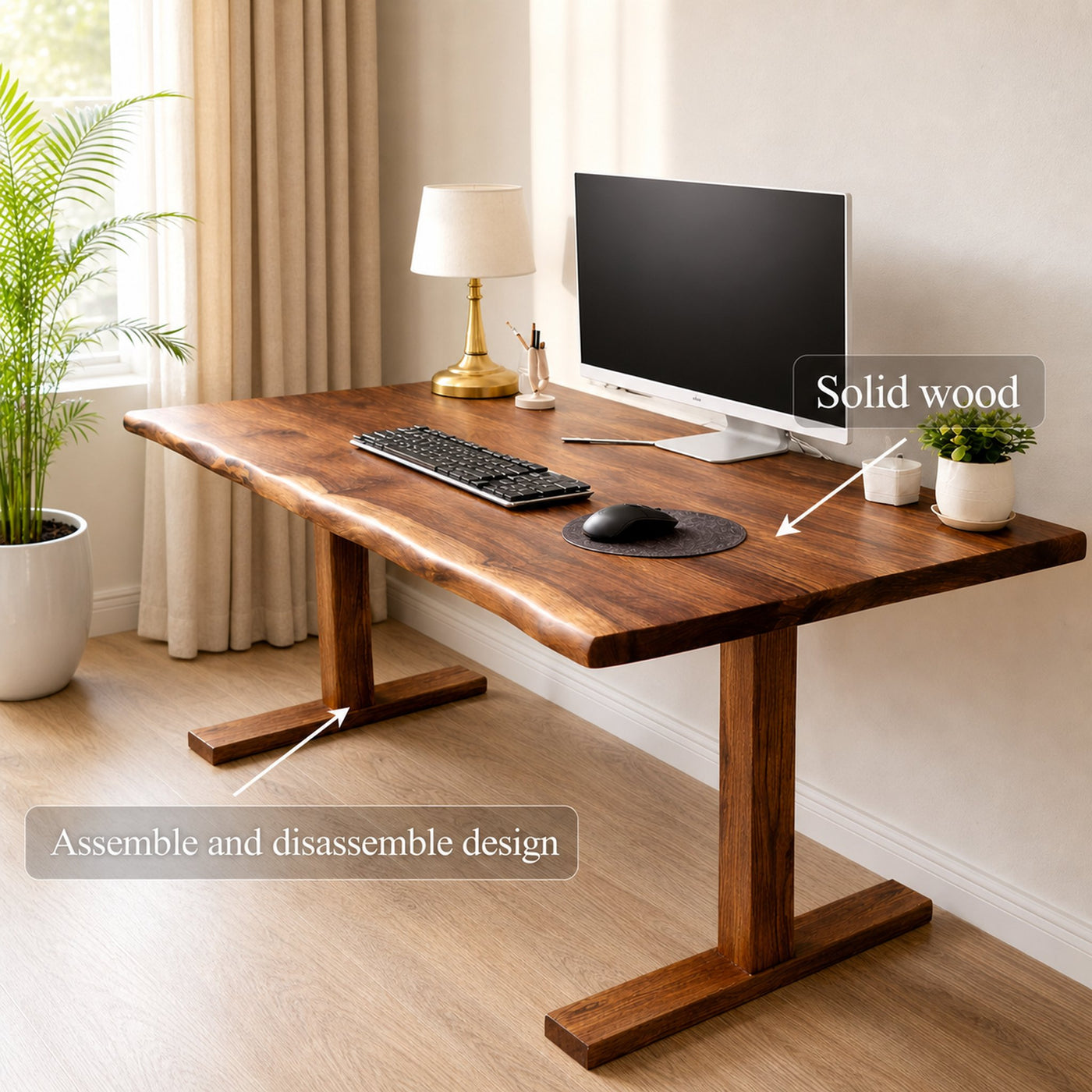 Rustic Live Edge Desk For Home Office And Study Room - product view 4