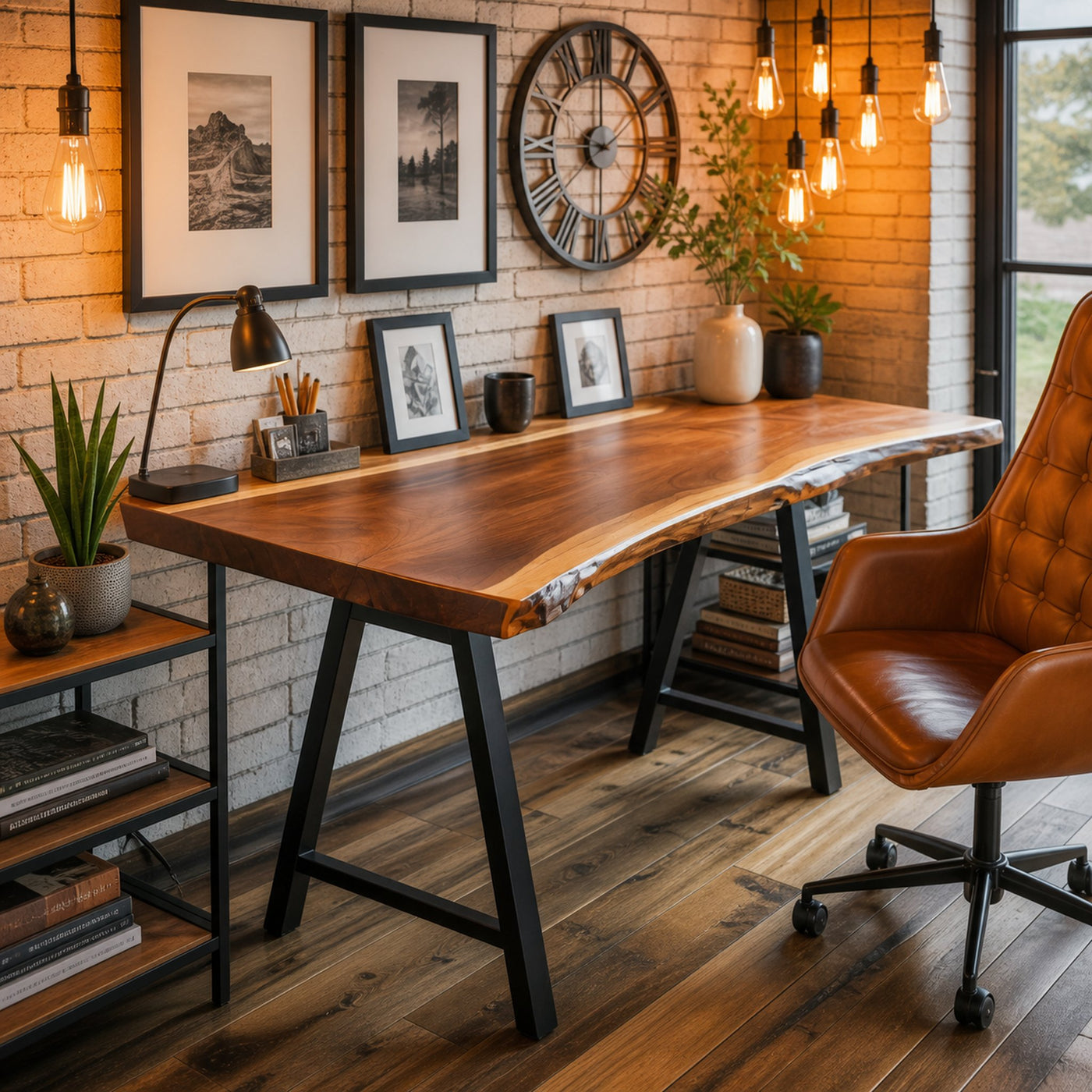 Rustic Live Edge Desk For Home Office Setup - product view 3