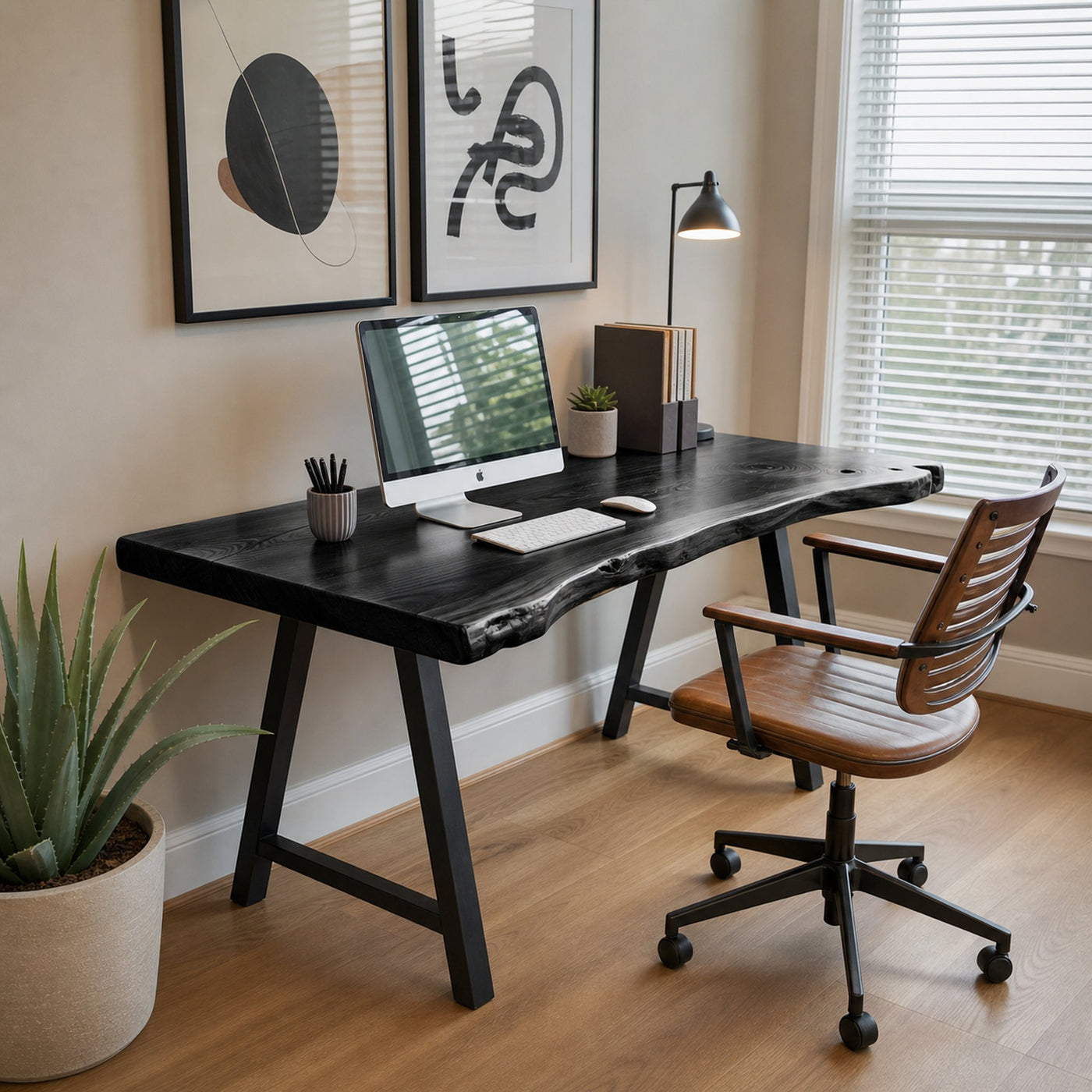 Rustic Live Edge Desk For Home Office Setup - product view 4