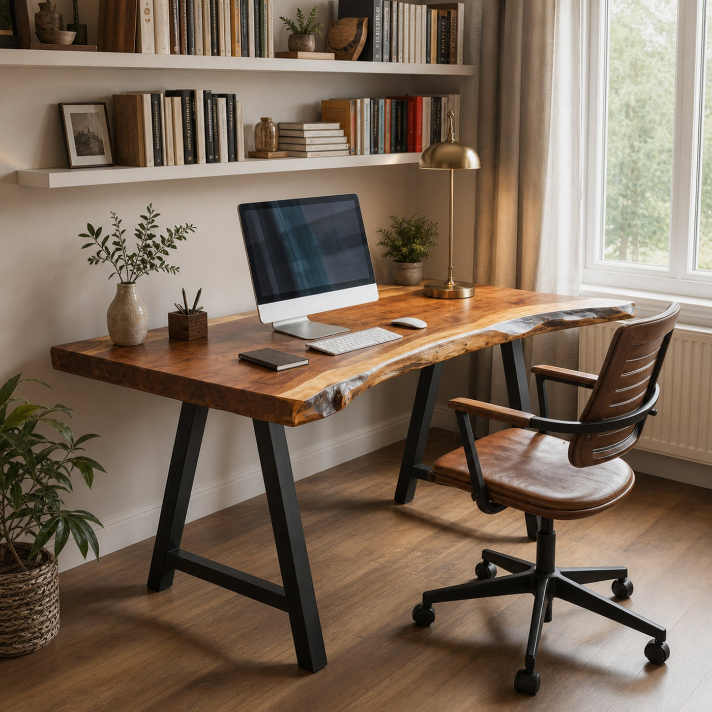 Rustic Live Edge Desk For Home Office Setup - product view 6