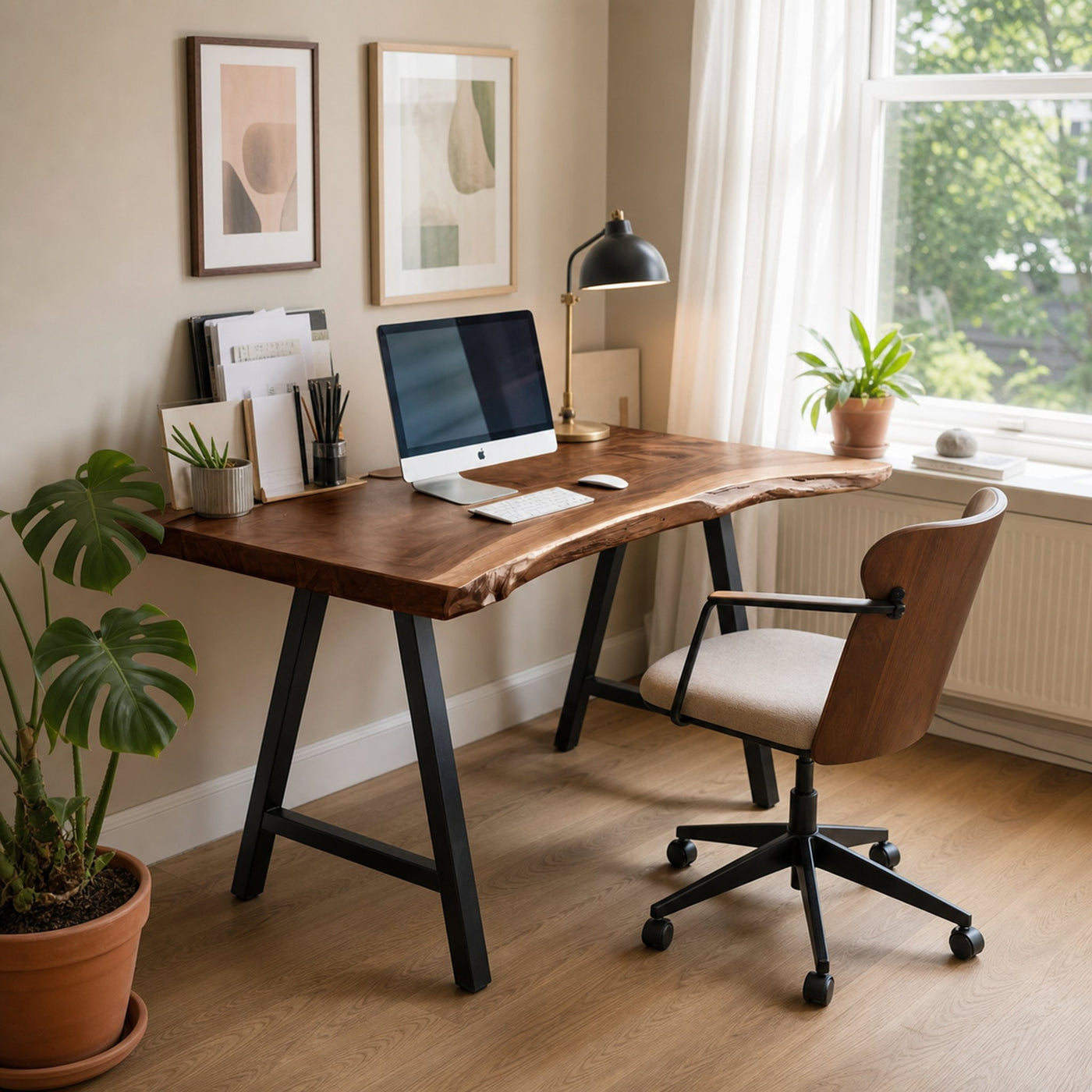 Rustic Live Edge Desk For Home Office Setup - product view 7
