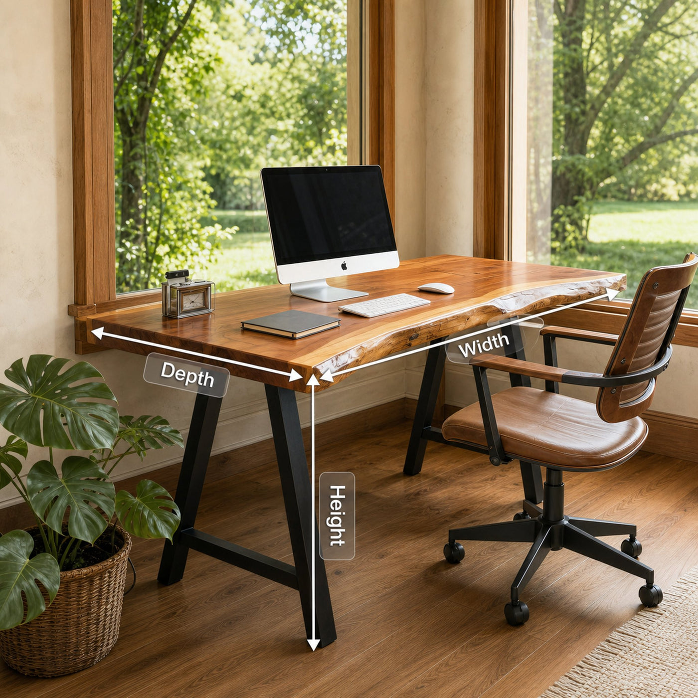 Rustic Live Edge Desk For Home Office Setup - product view 8