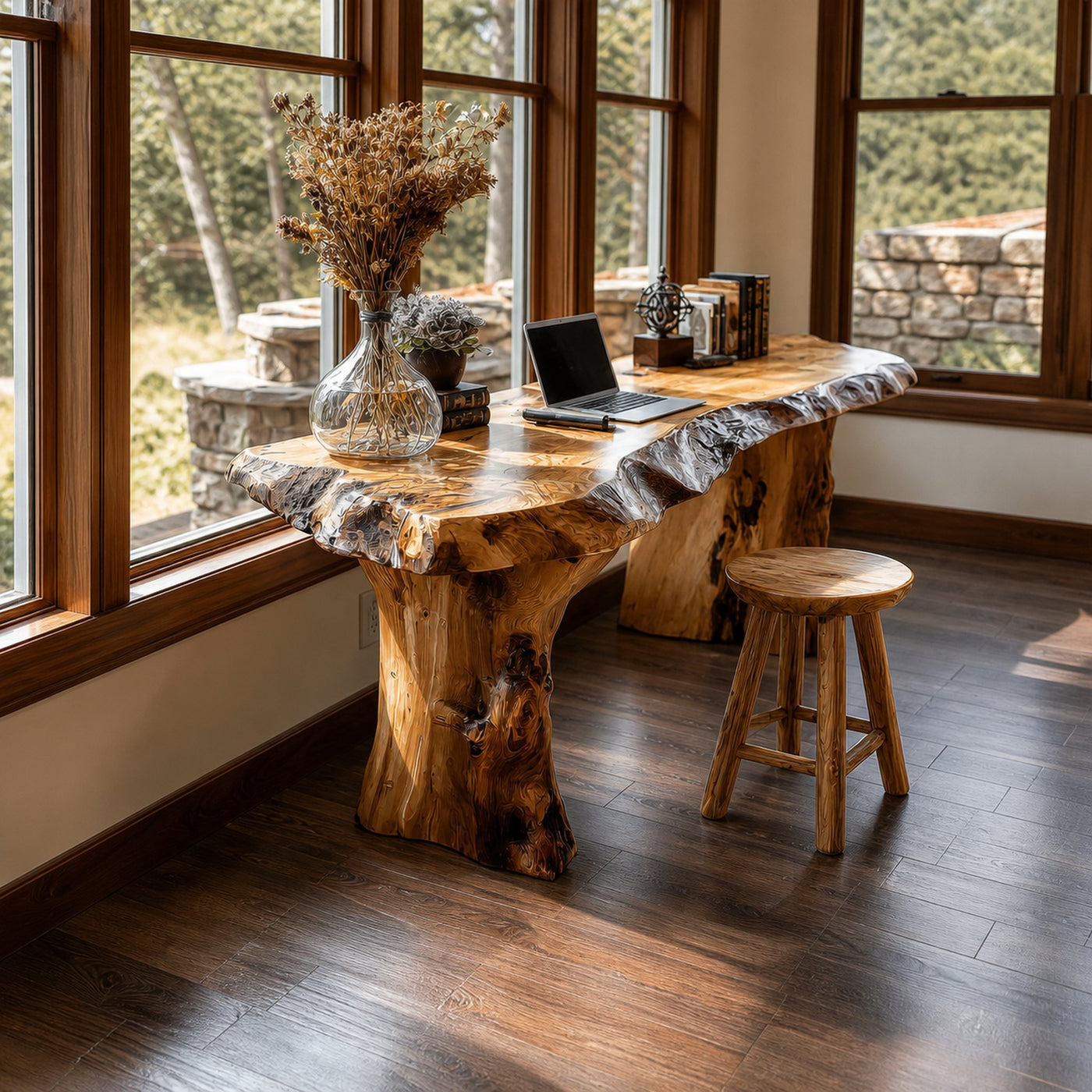 Rustic Live Edge Desk Living Room And Office Space - product view 2