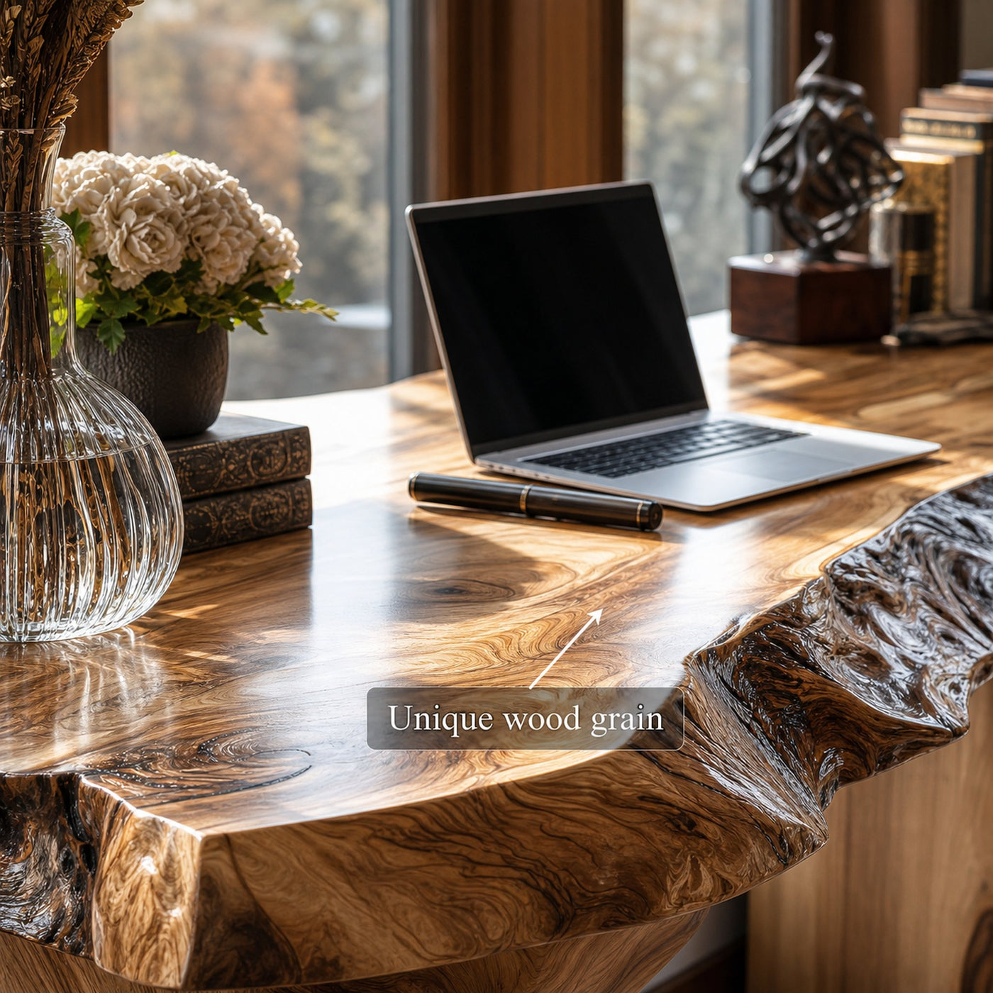 Rustic Live Edge Desk Living Room And Office Space - product view 3
