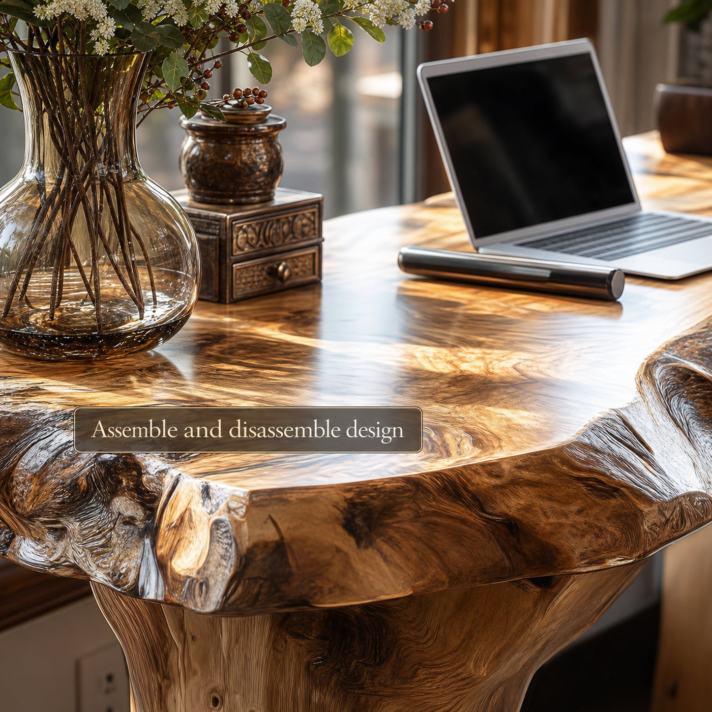 Rustic Live Edge Desk Living Room And Office Space - product view 4