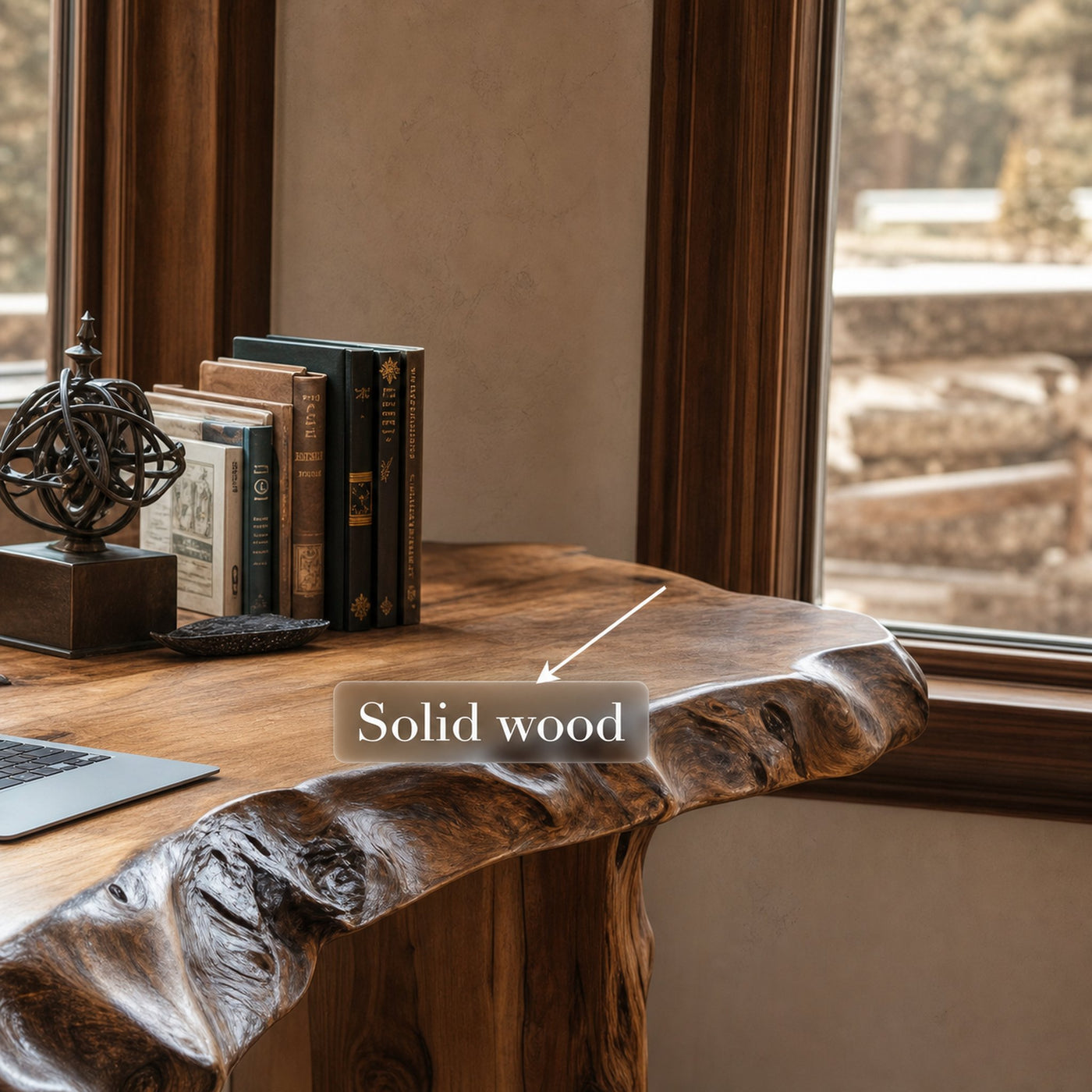 Rustic Live Edge Desk Living Room And Office Space - product view 5