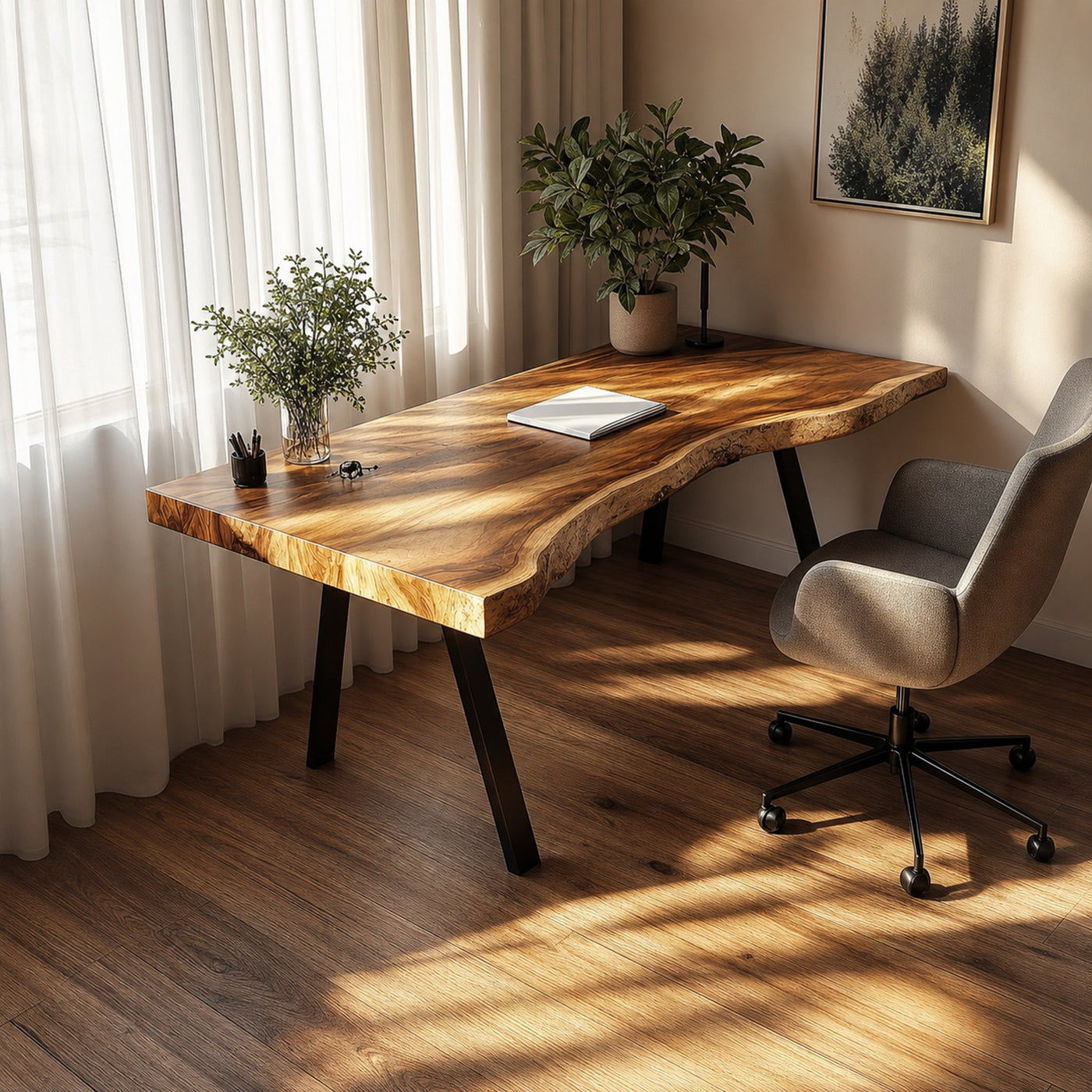 Rustic Live Edge Modern Desk Living Room And Office Space