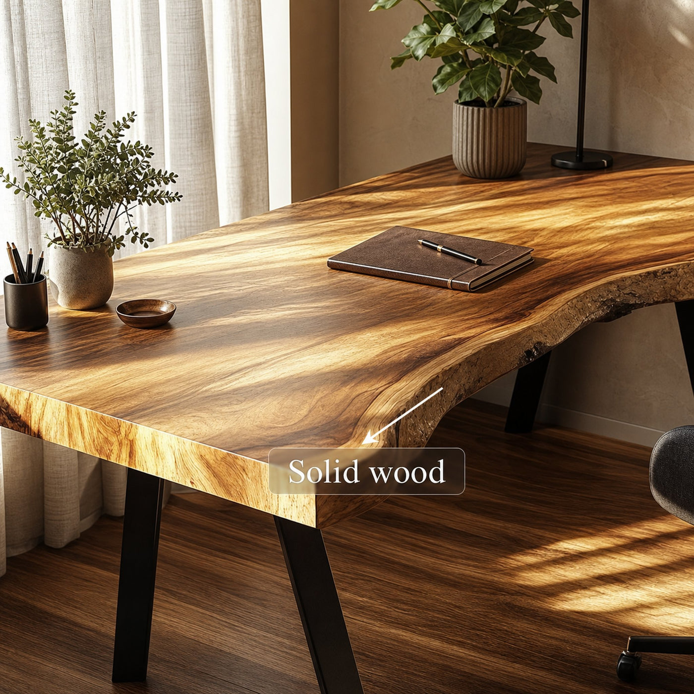 Rustic Live Edge Modern Desk Living Room And Office Space - product view 3
