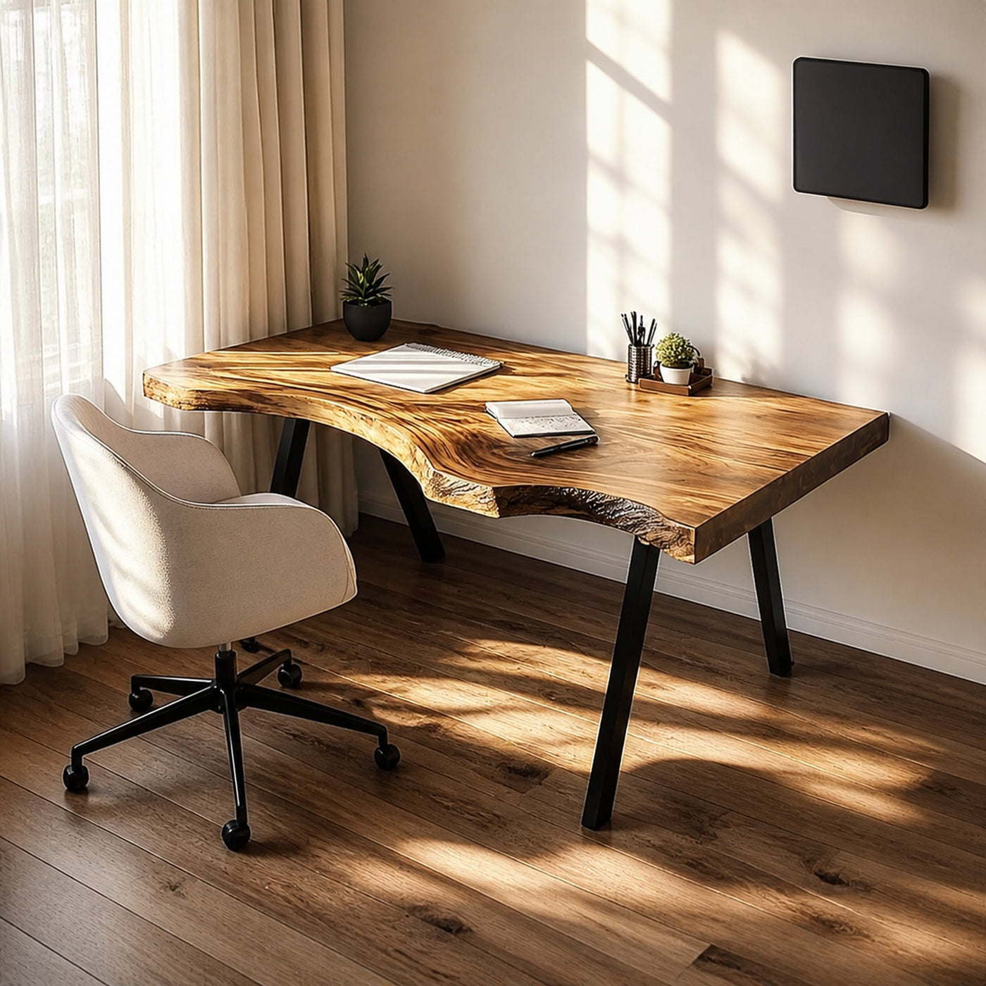 Rustic Live Edge Modern Work Desk Bedroom And Home Office