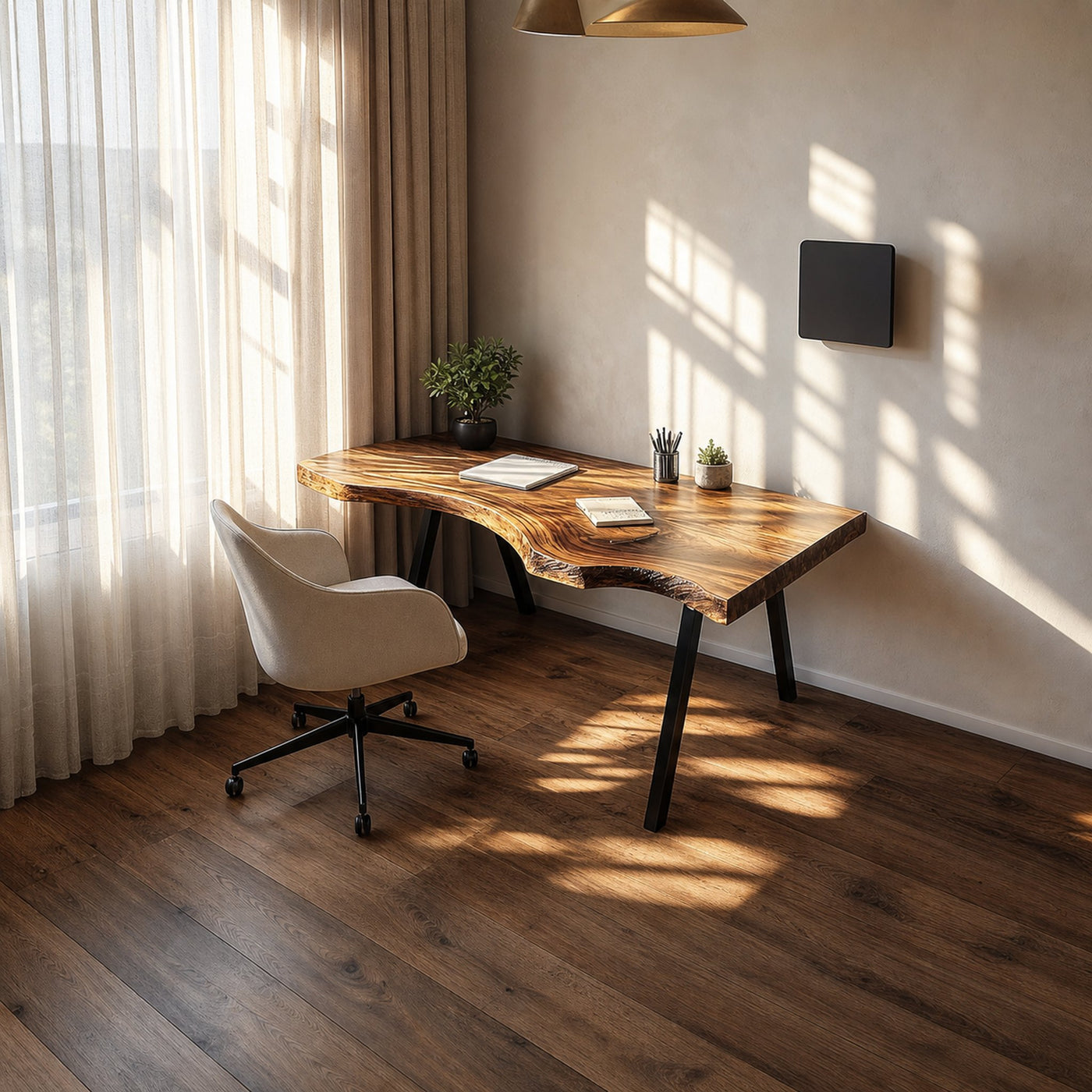 Rustic Live Edge Modern Work Desk Bedroom And Home Office - product view 2