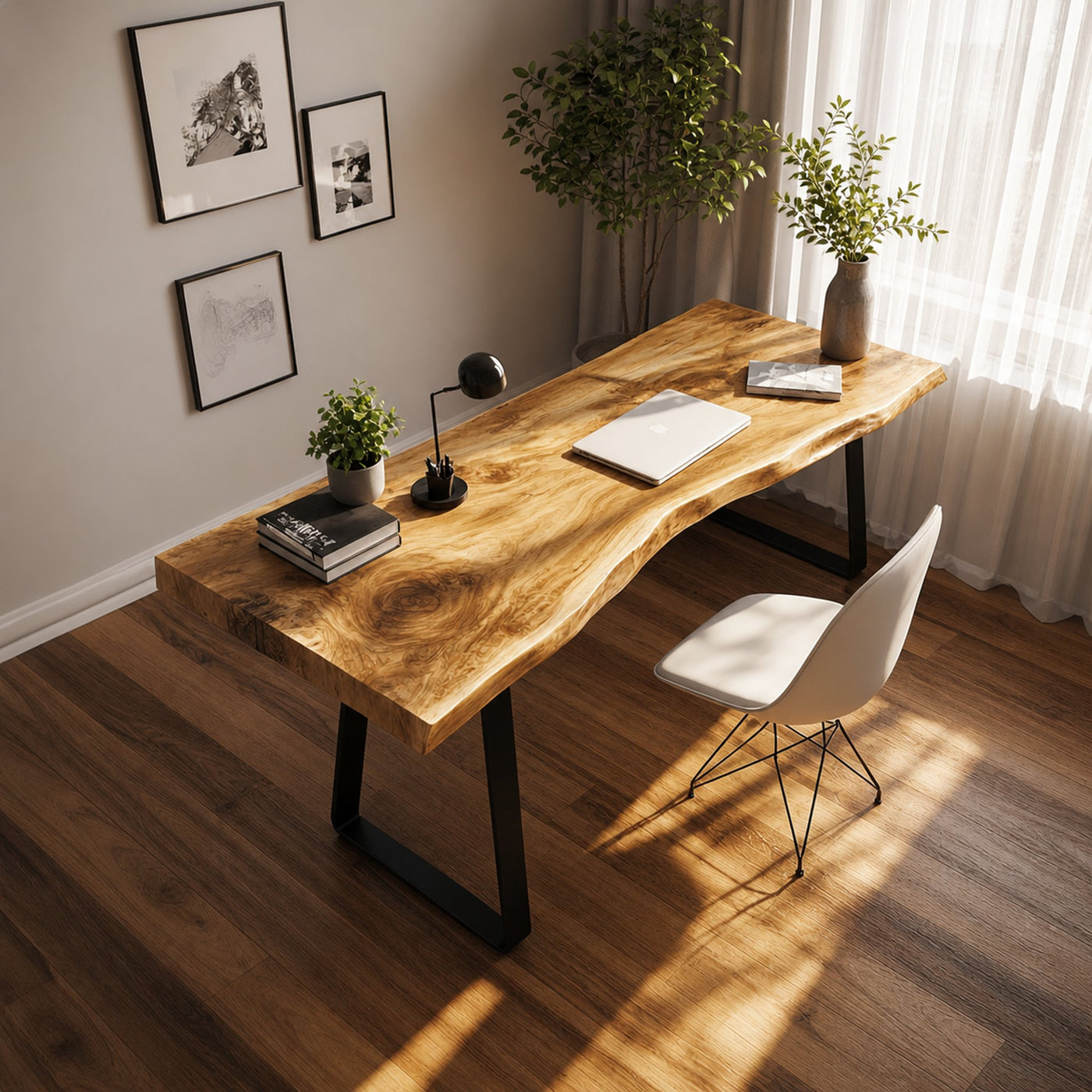 Rustic Live Edge Modern Work Desk Home Office And Studio Room