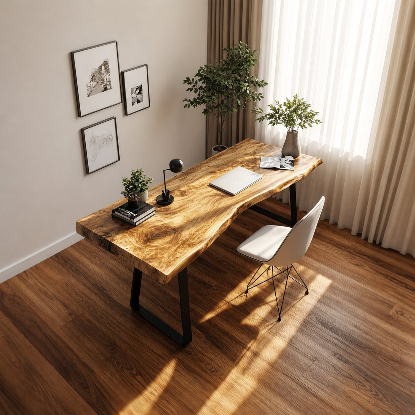 Rustic Live Edge Modern Work Desk Home Office And Studio Room - product view 2