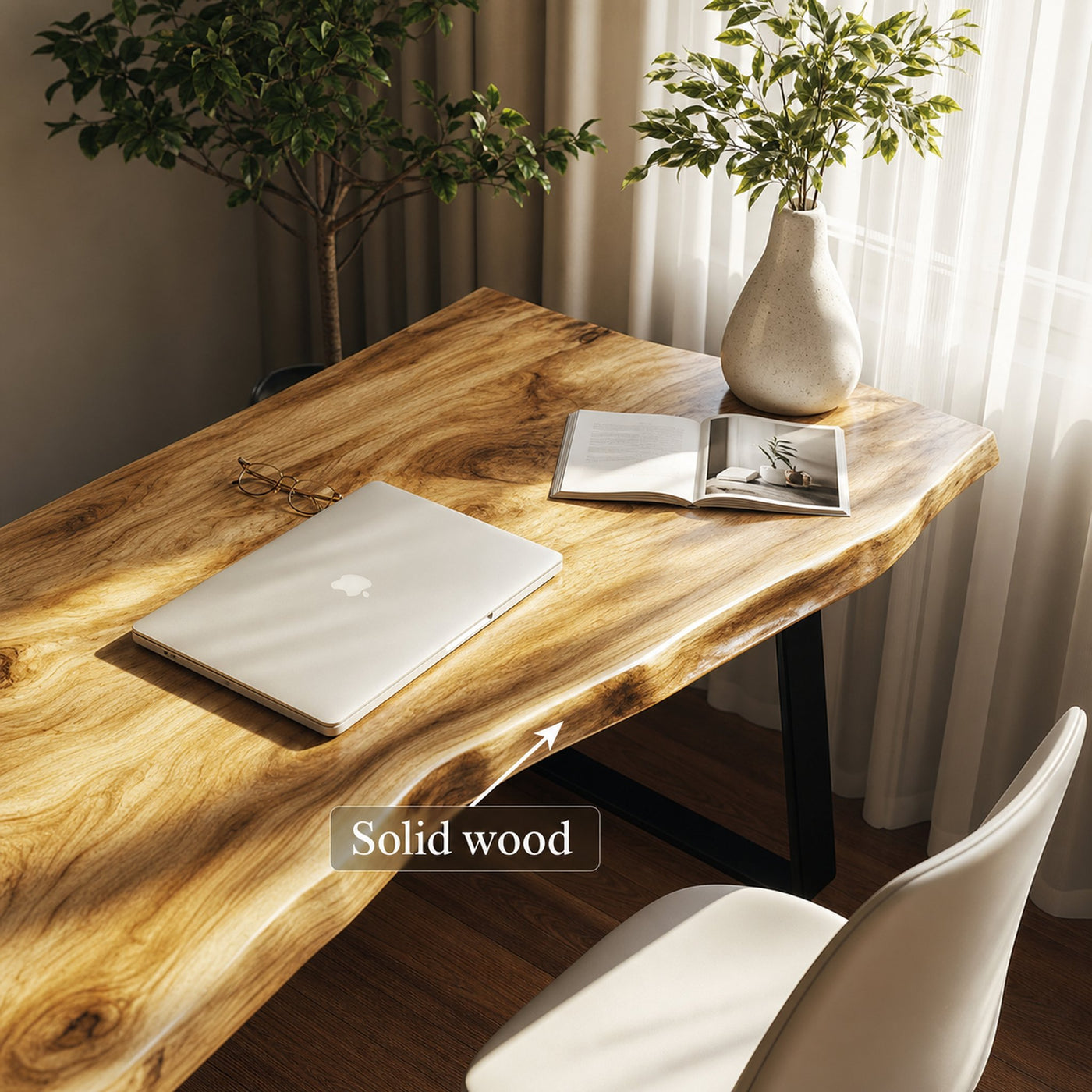 Rustic Live Edge Modern Work Desk Home Office And Studio Room - product view 3
