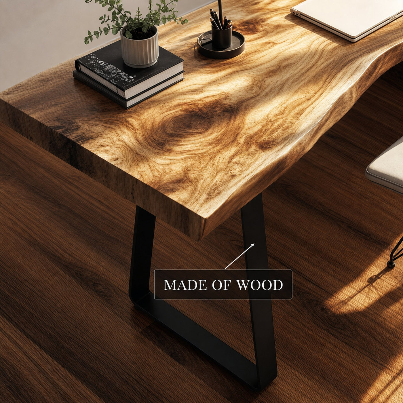 Rustic Live Edge Modern Work Desk Home Office And Studio Room - product view 4