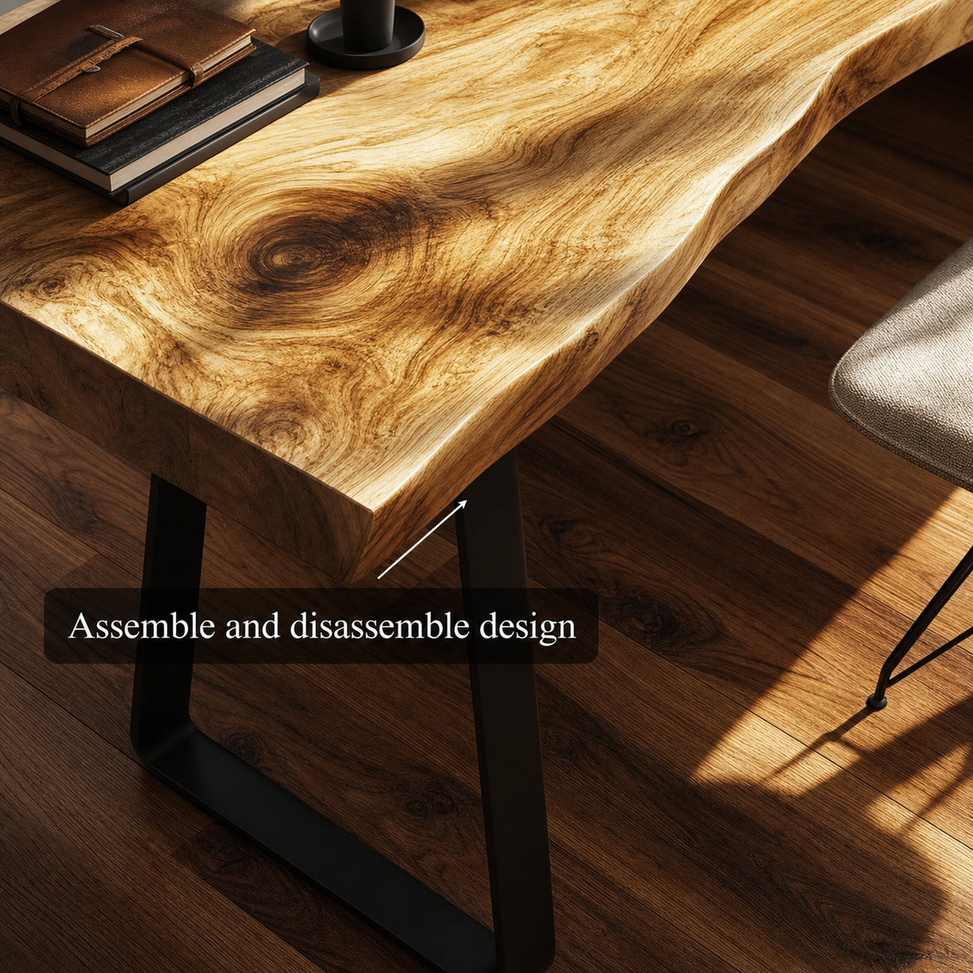 Rustic Live Edge Modern Work Desk Home Office And Studio Room - product view 5