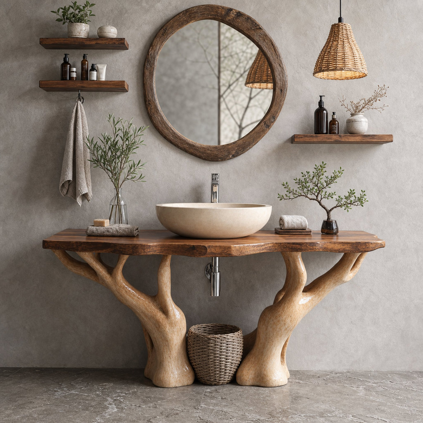 Rustic Live Edge Vanity For Contemporary Bathroom Spaces