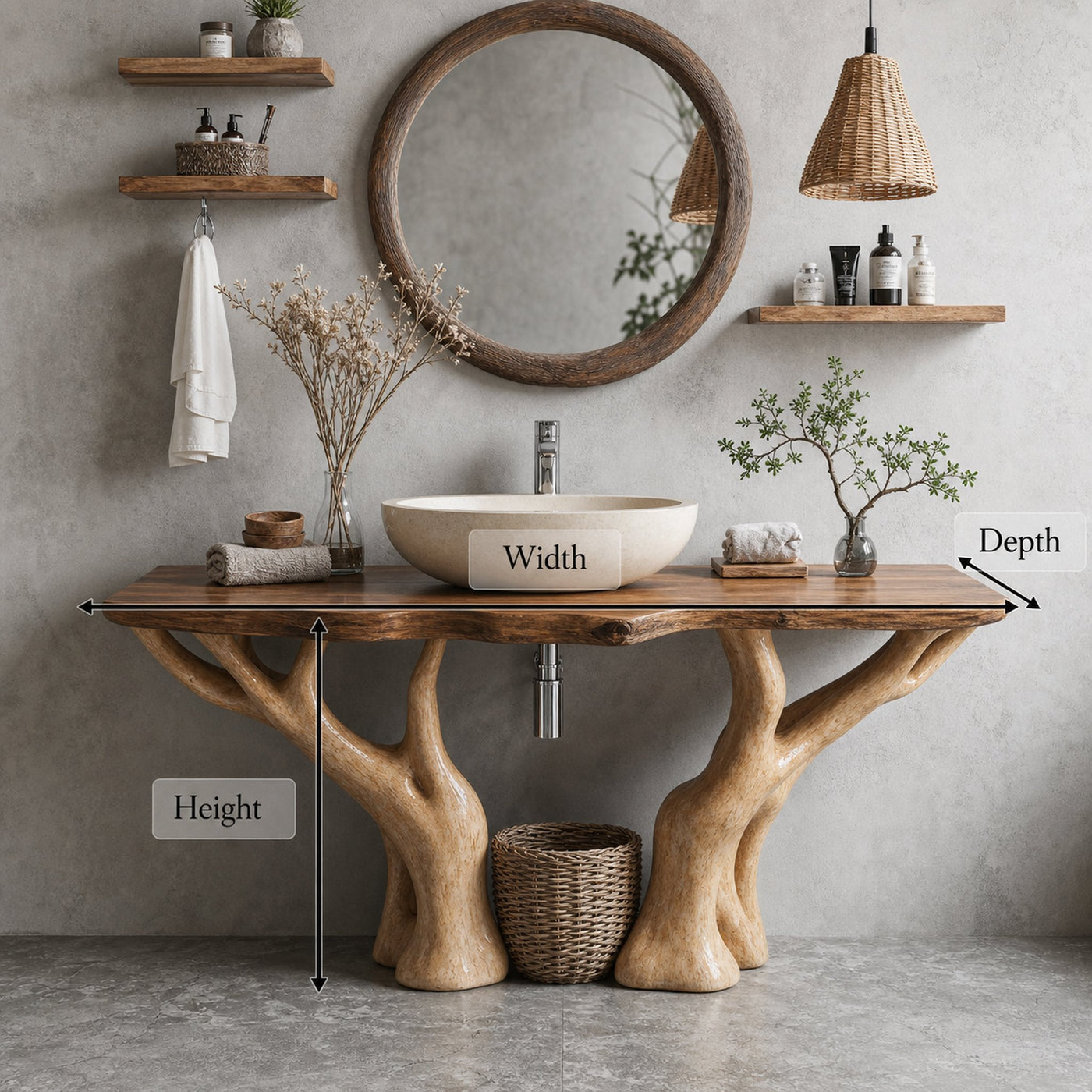 Rustic Live Edge Vanity For Contemporary Bathroom Spaces - product view 5