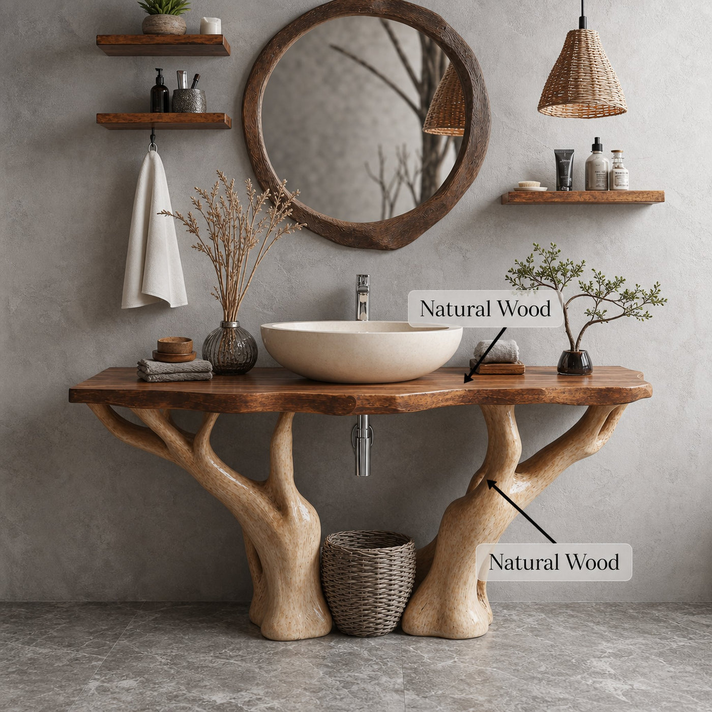 Rustic Live Edge Vanity For Contemporary Bathroom Spaces - product view 6